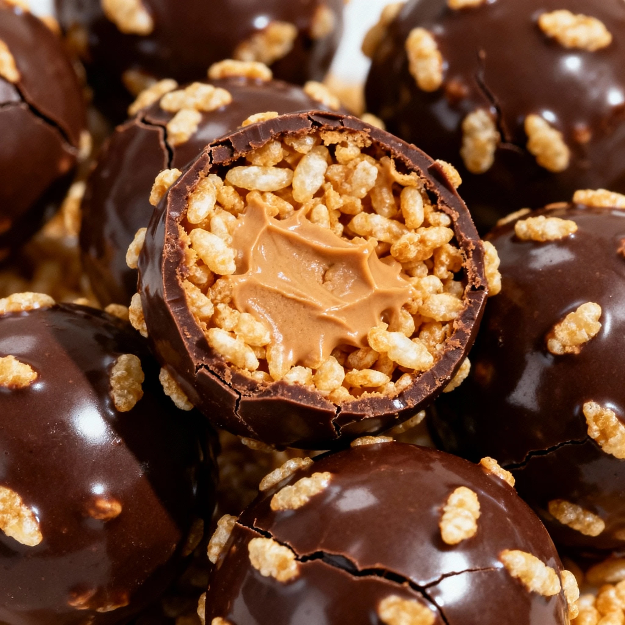 A little crunch makes ALL the difference These Peanut Butter Balls with Rice Krispies are sweet, salty and perfectly chocolate-coated. The ultimate bite-sized treat finished