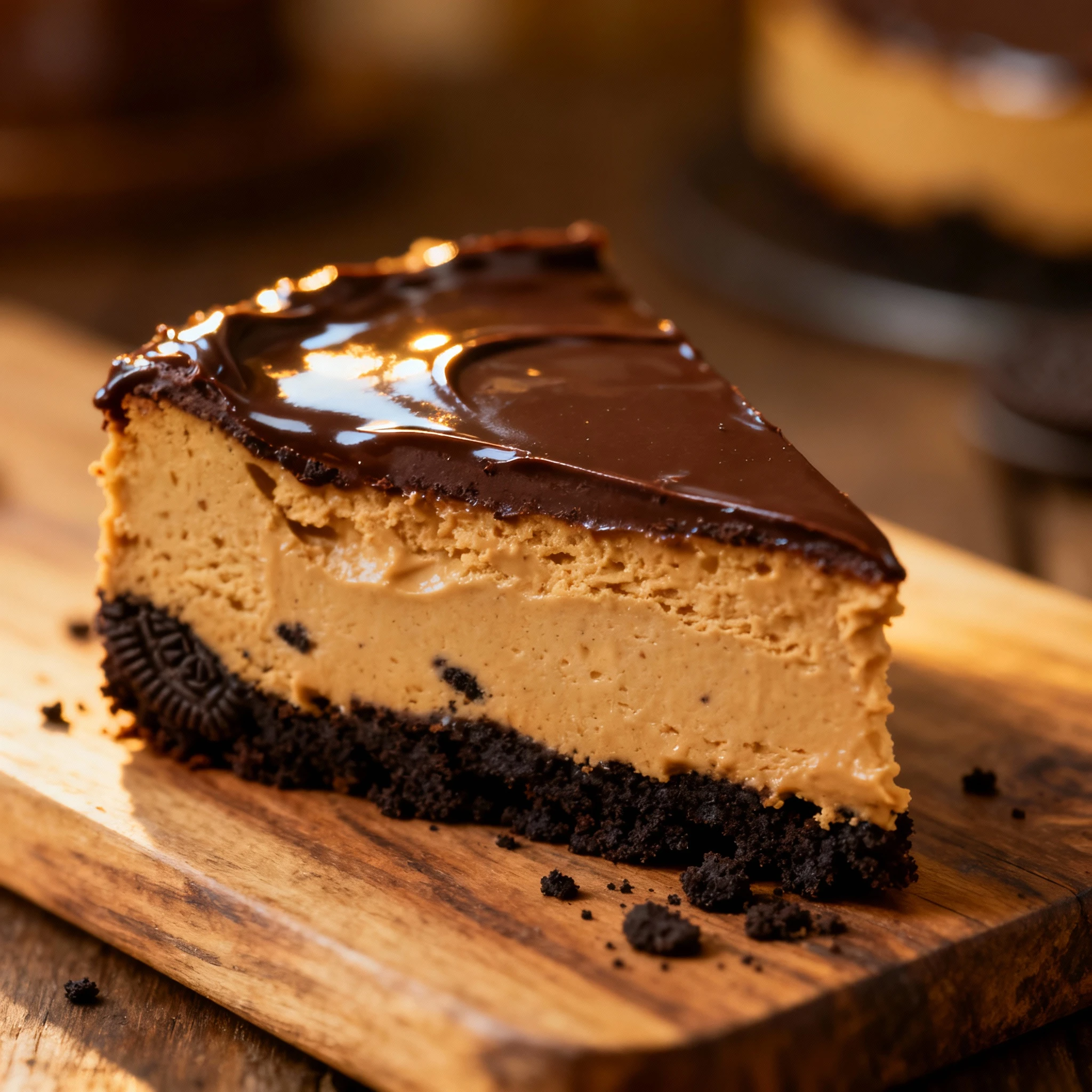 This dreamy Peanut Butter Cheesecake recipe features a decadently creamy peanut butter filling crunchy OREO crust and luscious chocolate ganache topping every bit as indulgent as it sounds finished