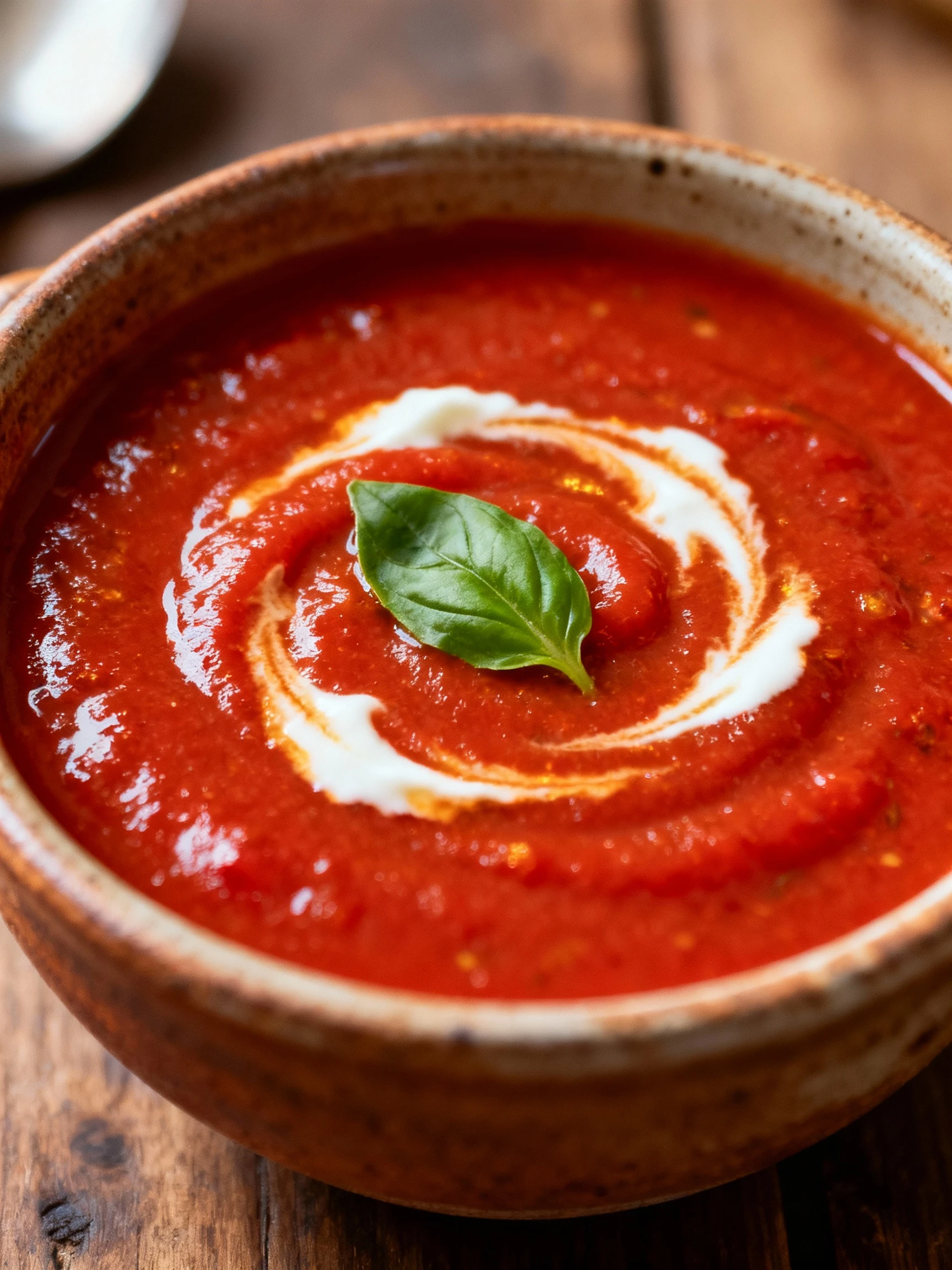 Roasted Tomato Basil Soup finished
