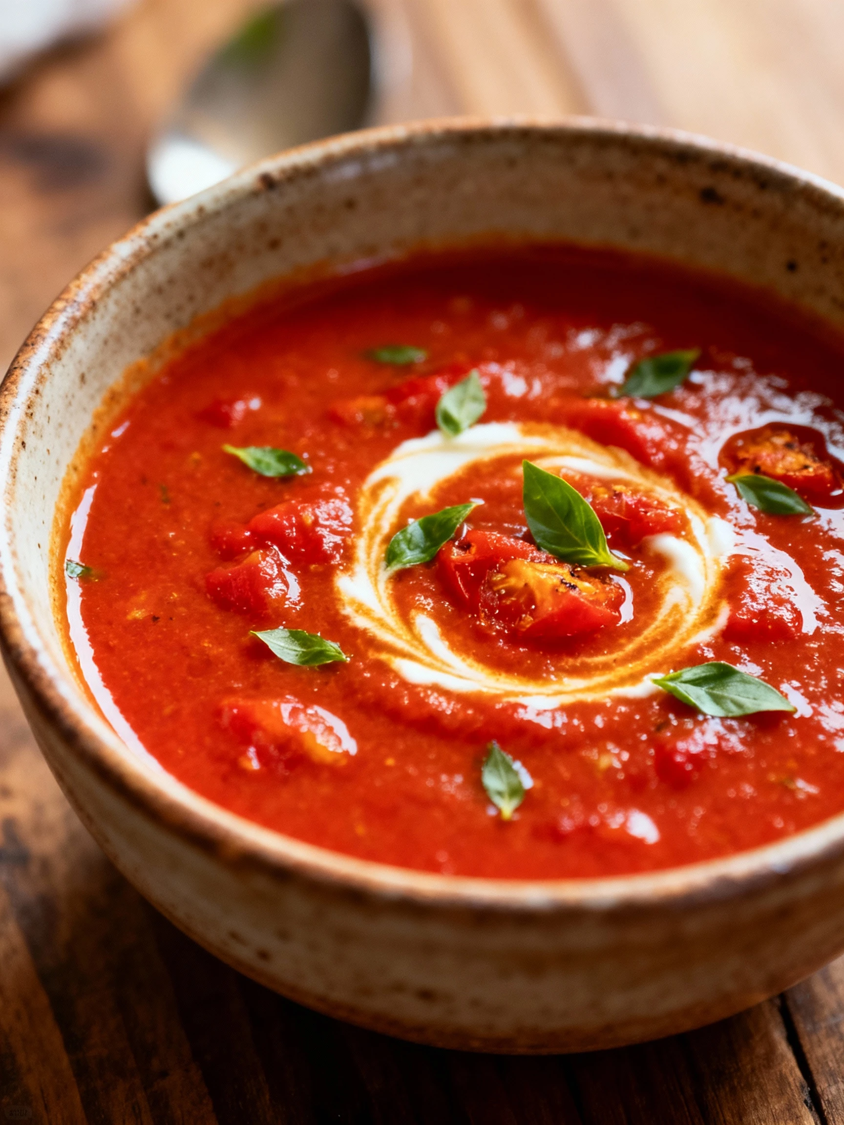 Roasted Tomato Basil Soup finished