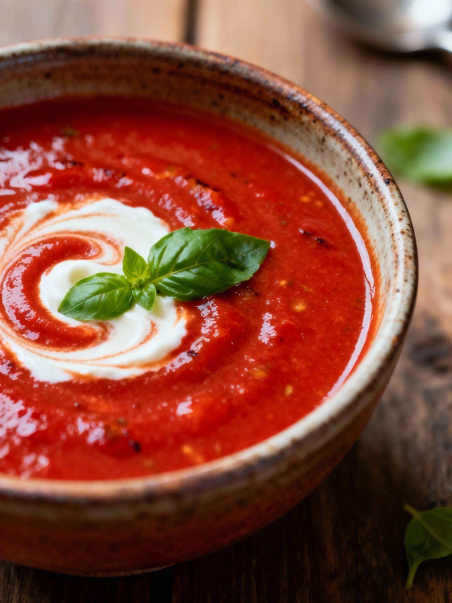 Roasted Tomato Basil Soup finished