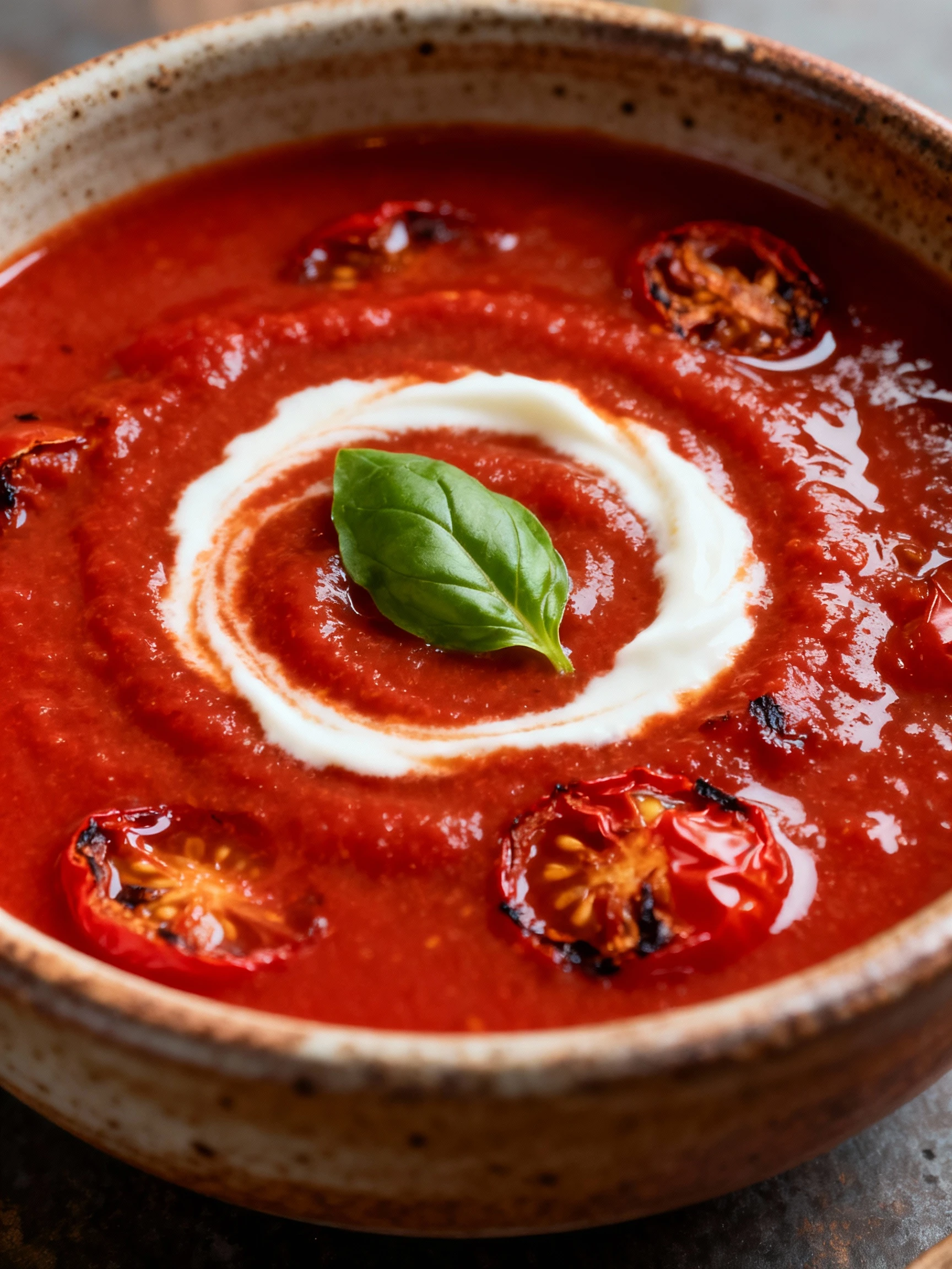 Roasted Tomato Basil Soup finished