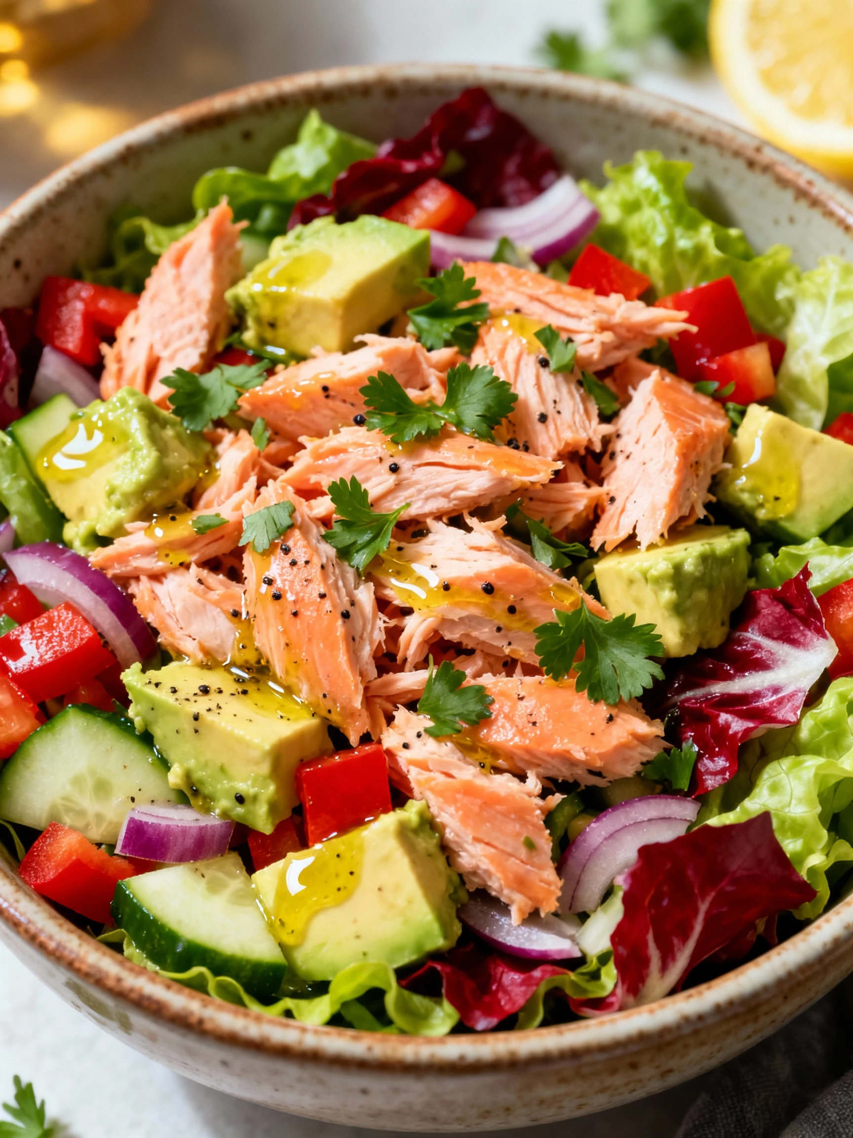 Salmon Chopped Salad 🥗 #recipe #foodshorts #cooking #shorts finished