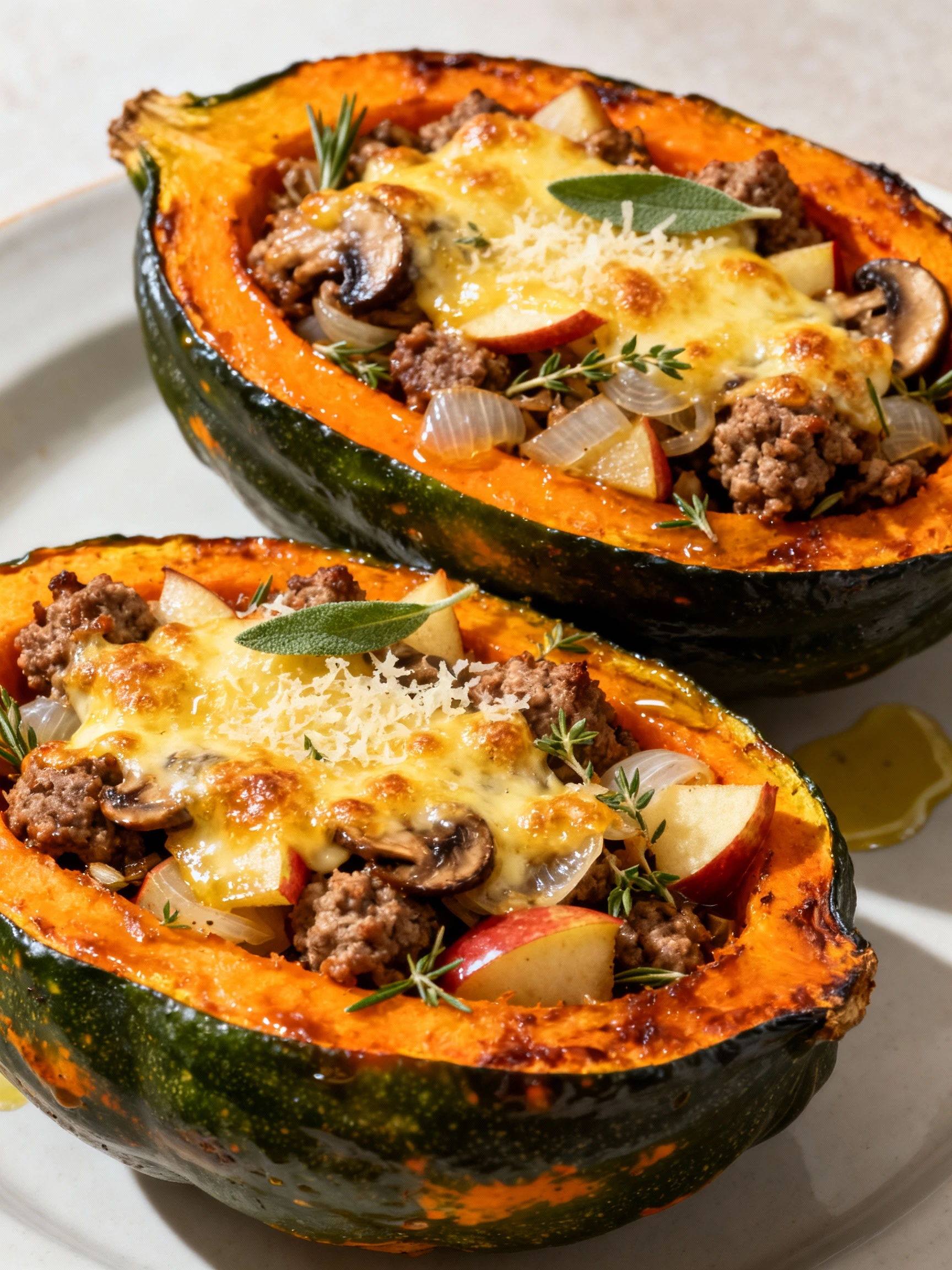 Recipe Title: Sausage Stuffed Acorn Squash finished