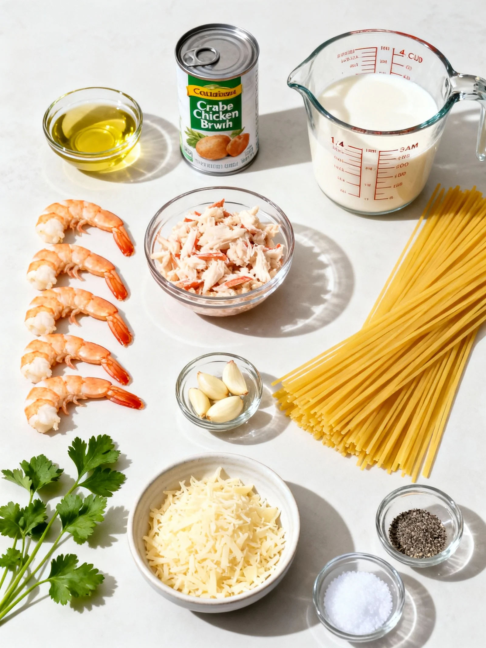 Shrimp and Crab Alfredo | Creamy Seafood Pasta Recipe ingredients
