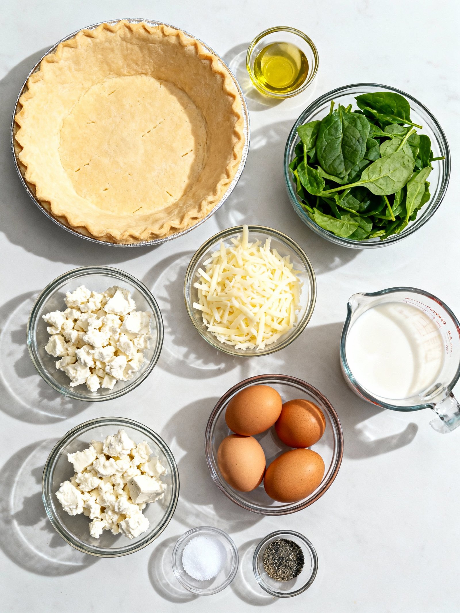 Spinach Feta Quiche ingredients