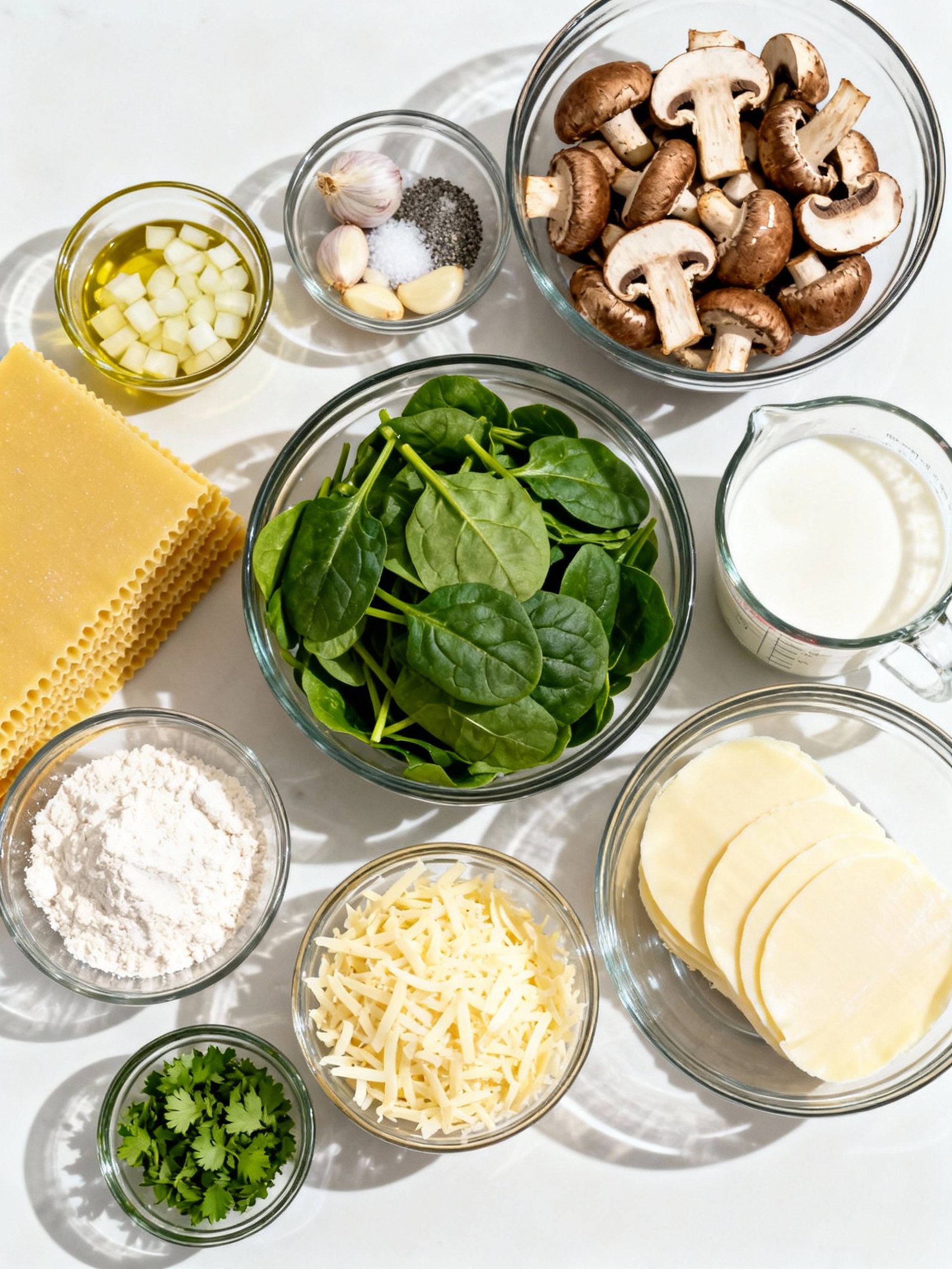 Spinach Mushroom Lasagna ingredients