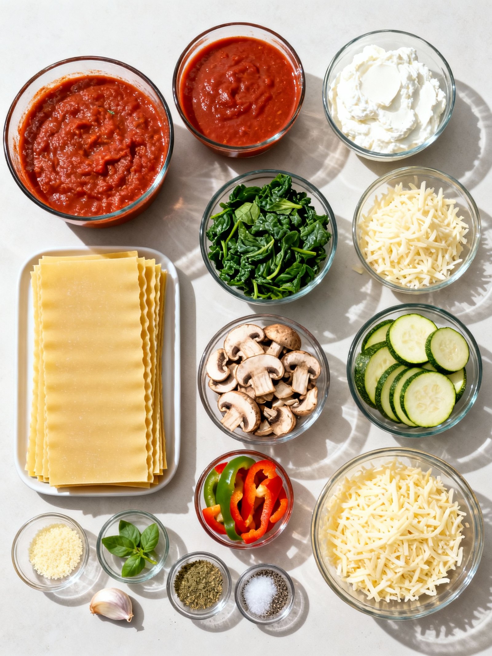 Vegetarian Lasagna ingredients