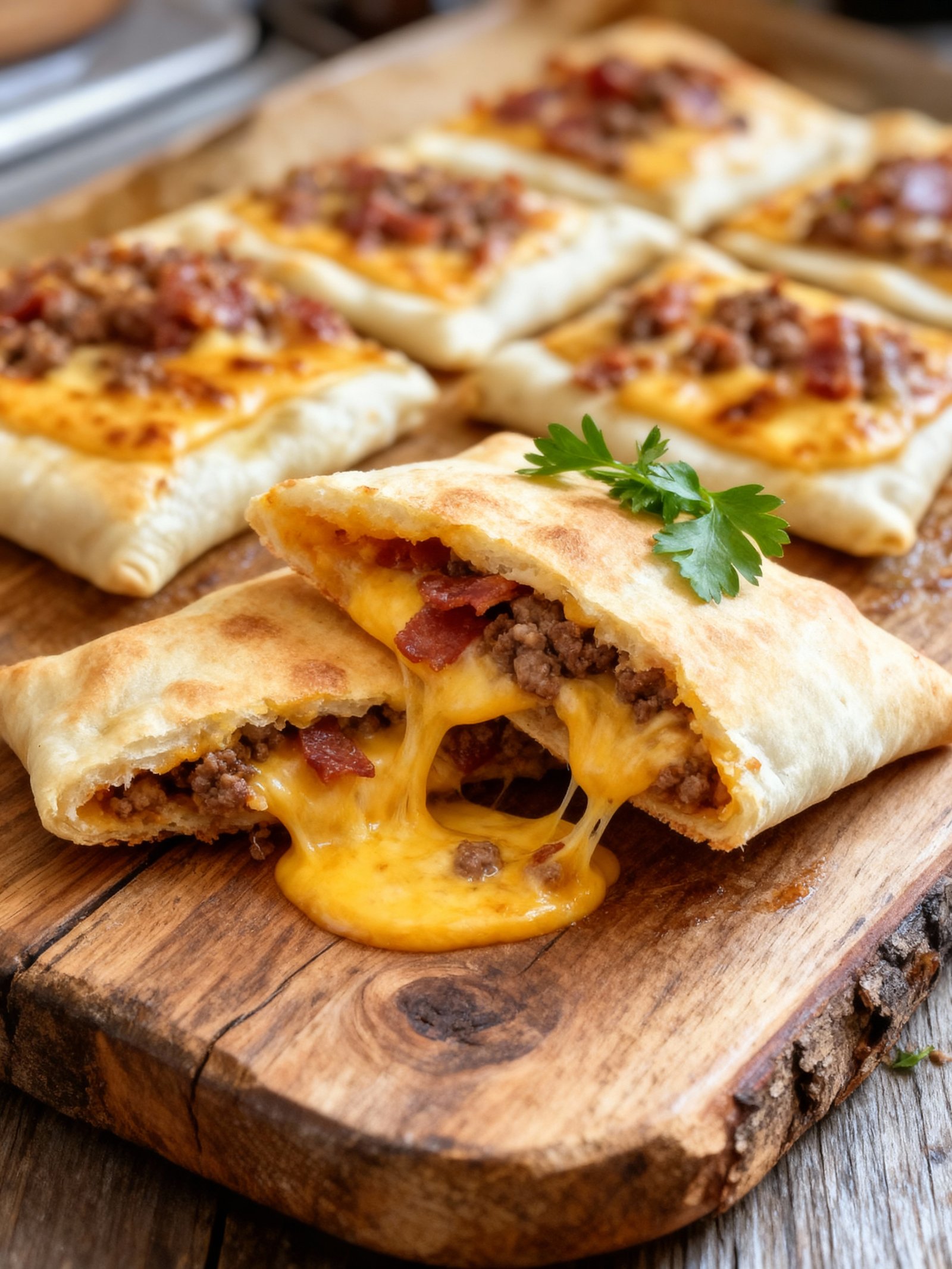 Bacon Cheeseburger Pizza Pockets finished