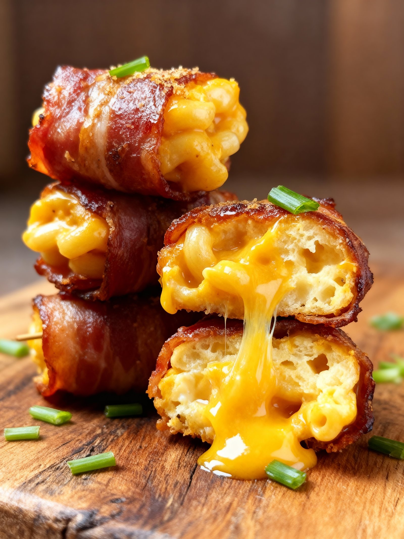 Bacon Wrapped Mac Cheese Bites finished