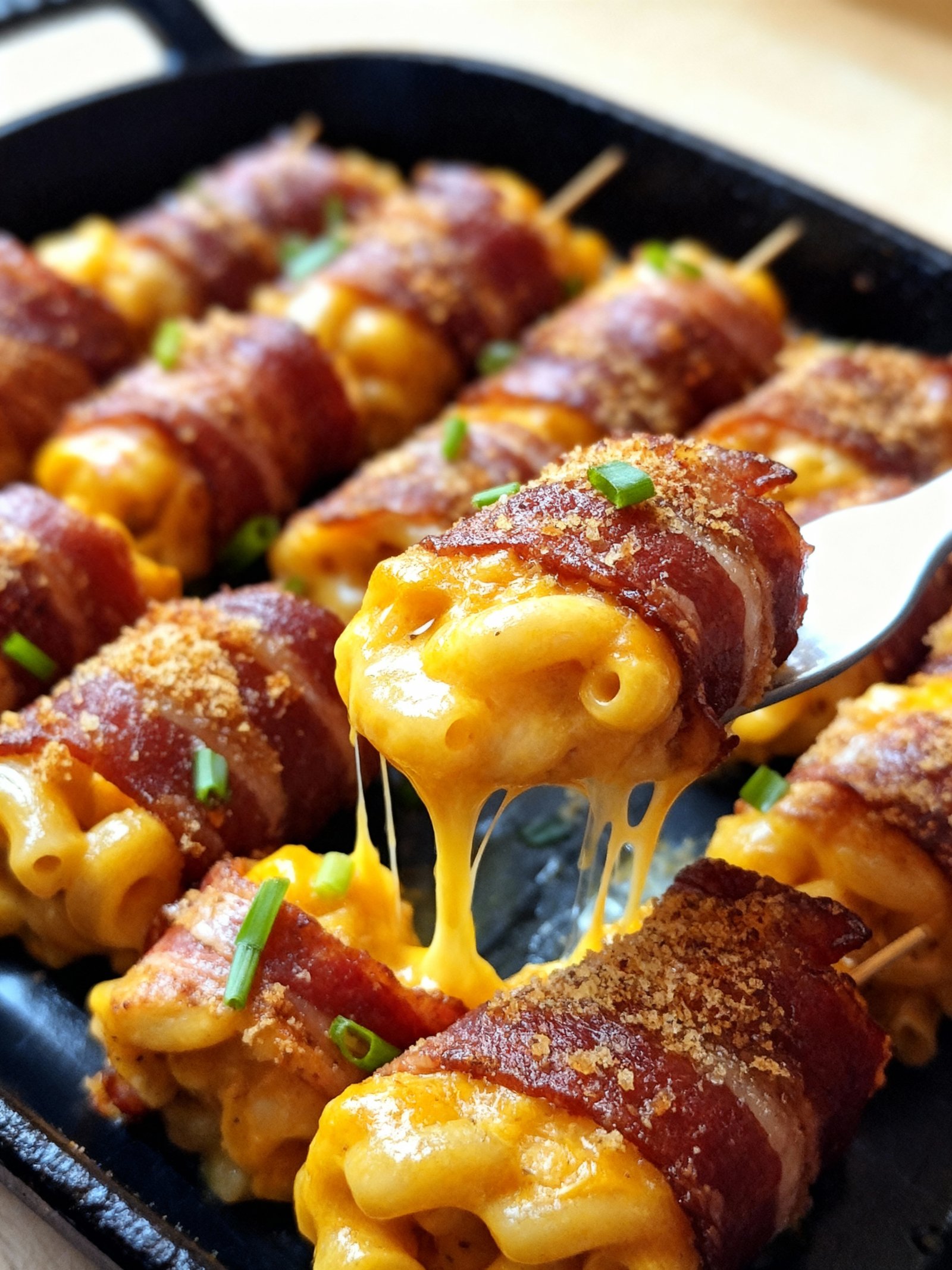 Bacon Wrapped Mac Cheese Bites finished