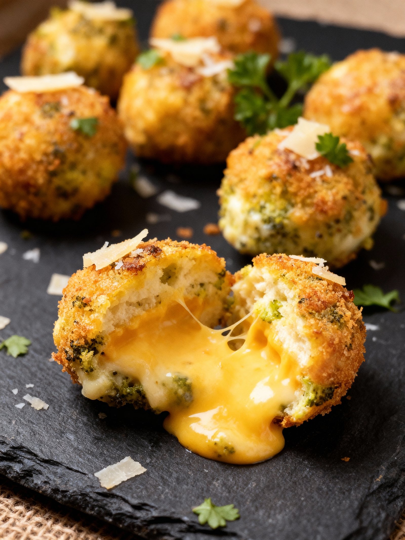 Baked Broccoli Cheese Balls finished
