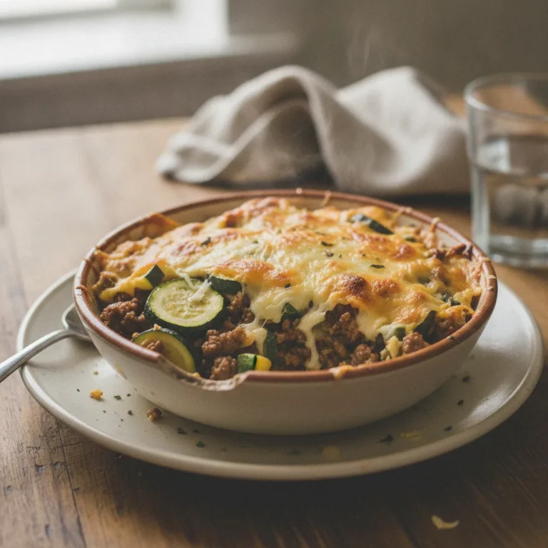 Cheesy Beef & Zucchini Casserole Recipe