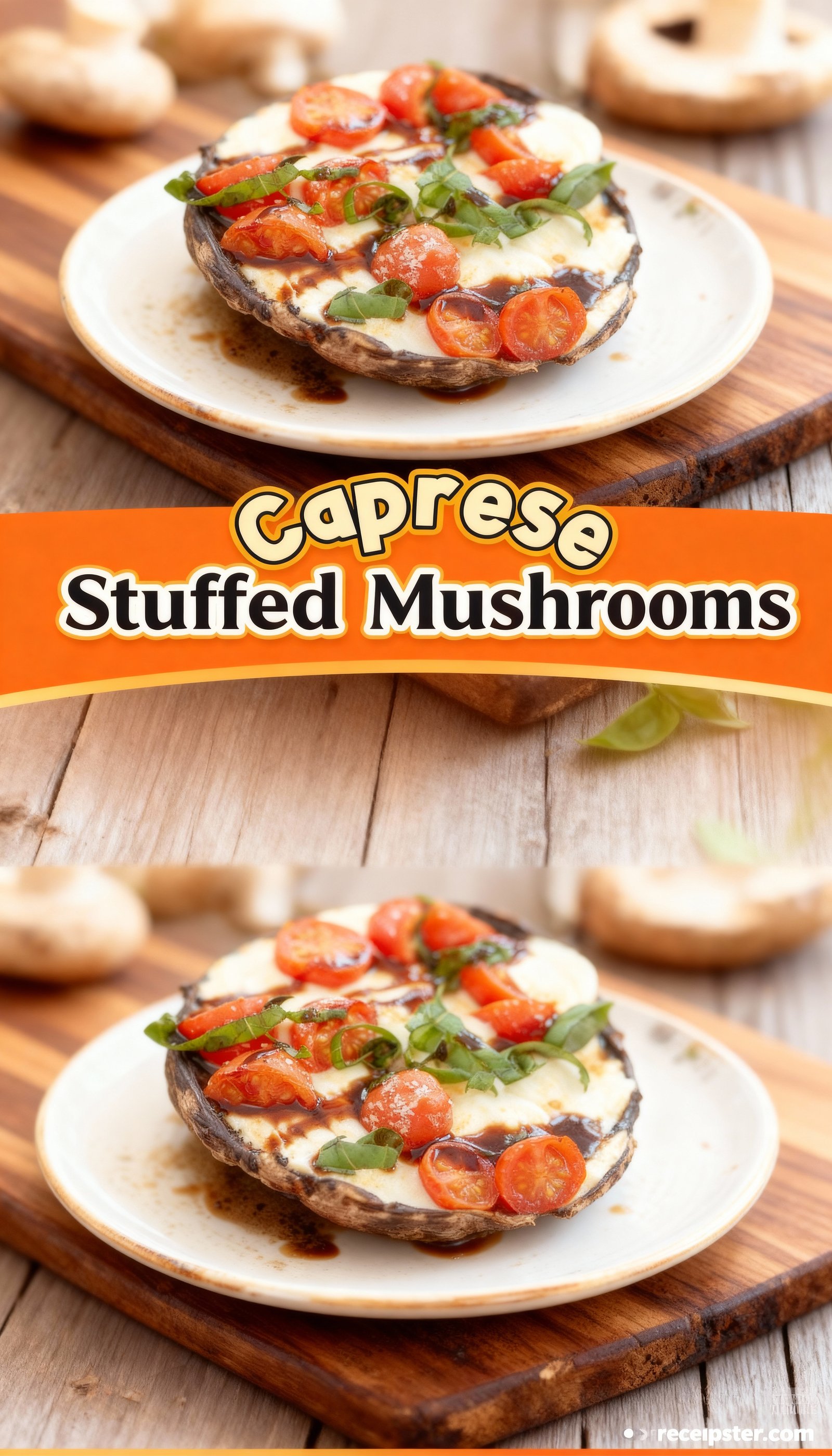 Caprese Stuffed Mushrooms finished
