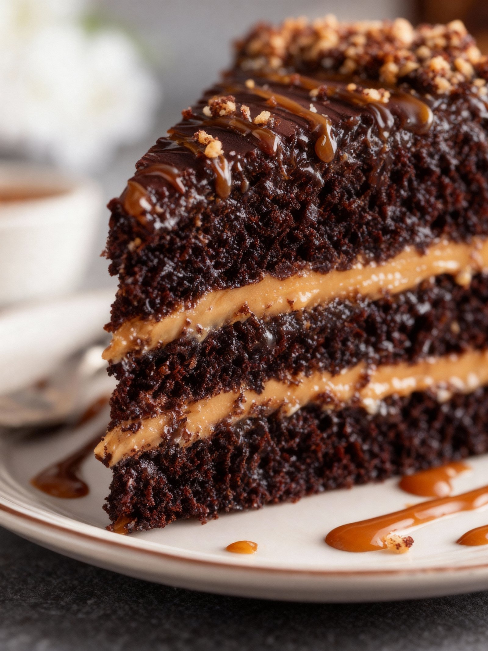 Caramel Chocolate Cake finished