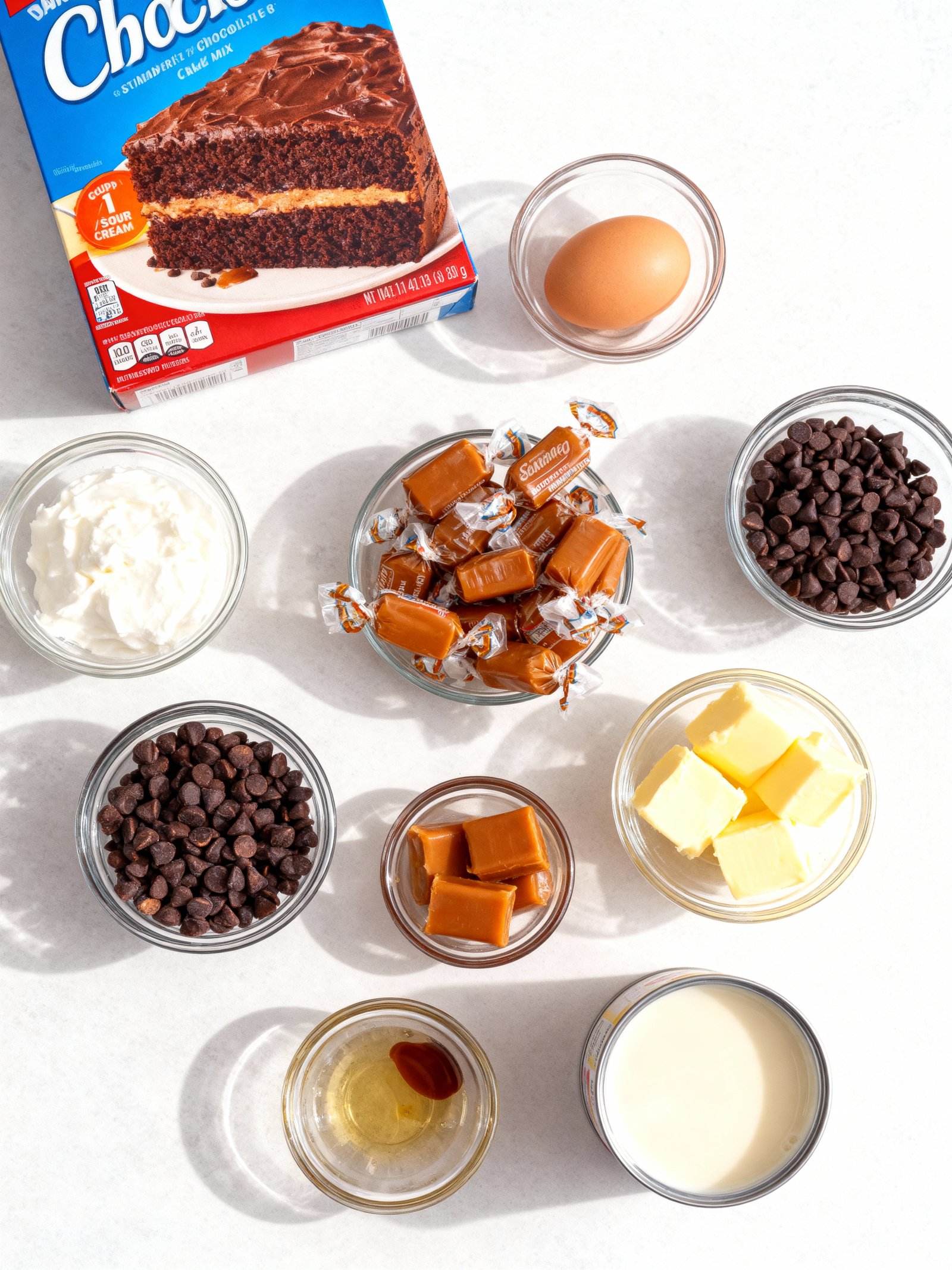 Caramel Chocolate Cake ingredients