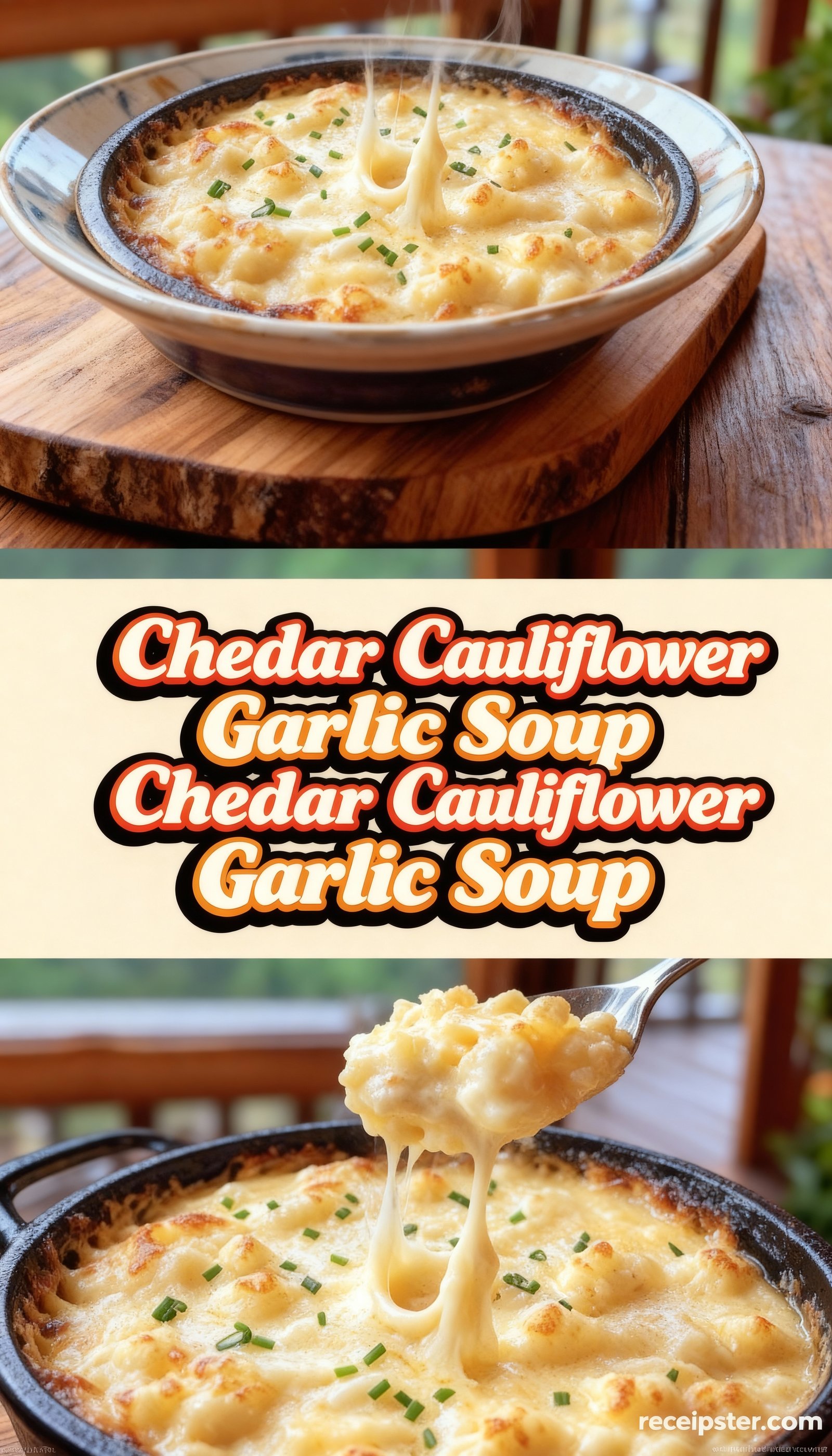 Cheddar Cauliflower Garlic Soup finished