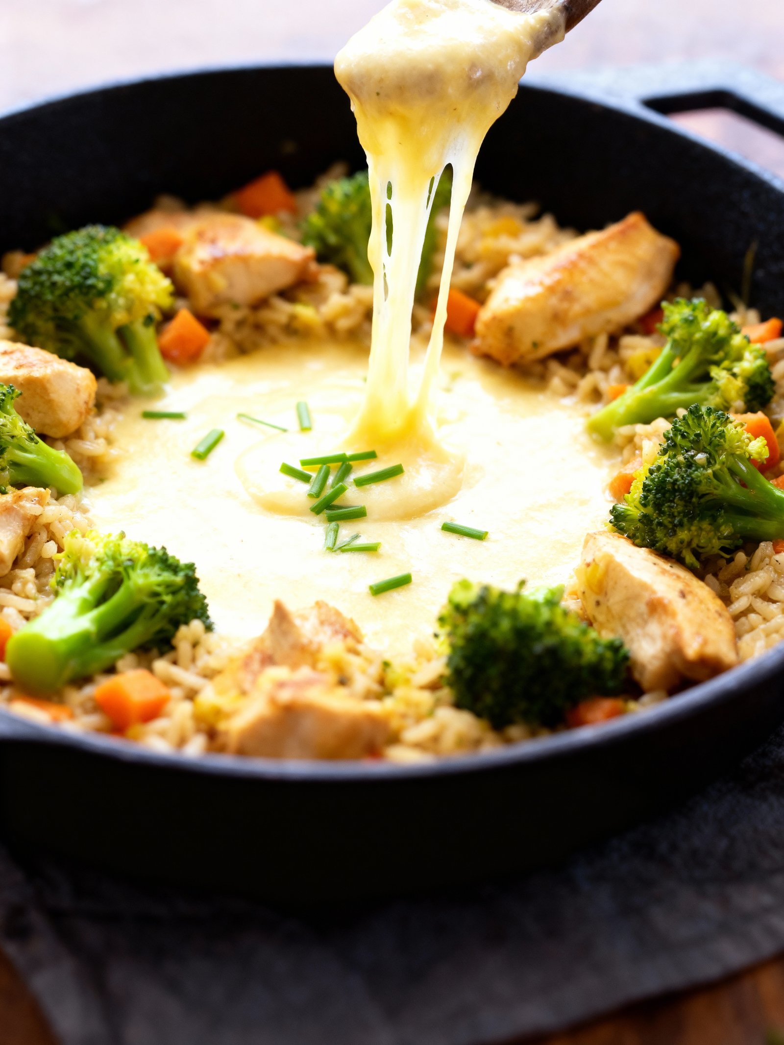 Cheesy chicken and rice finished