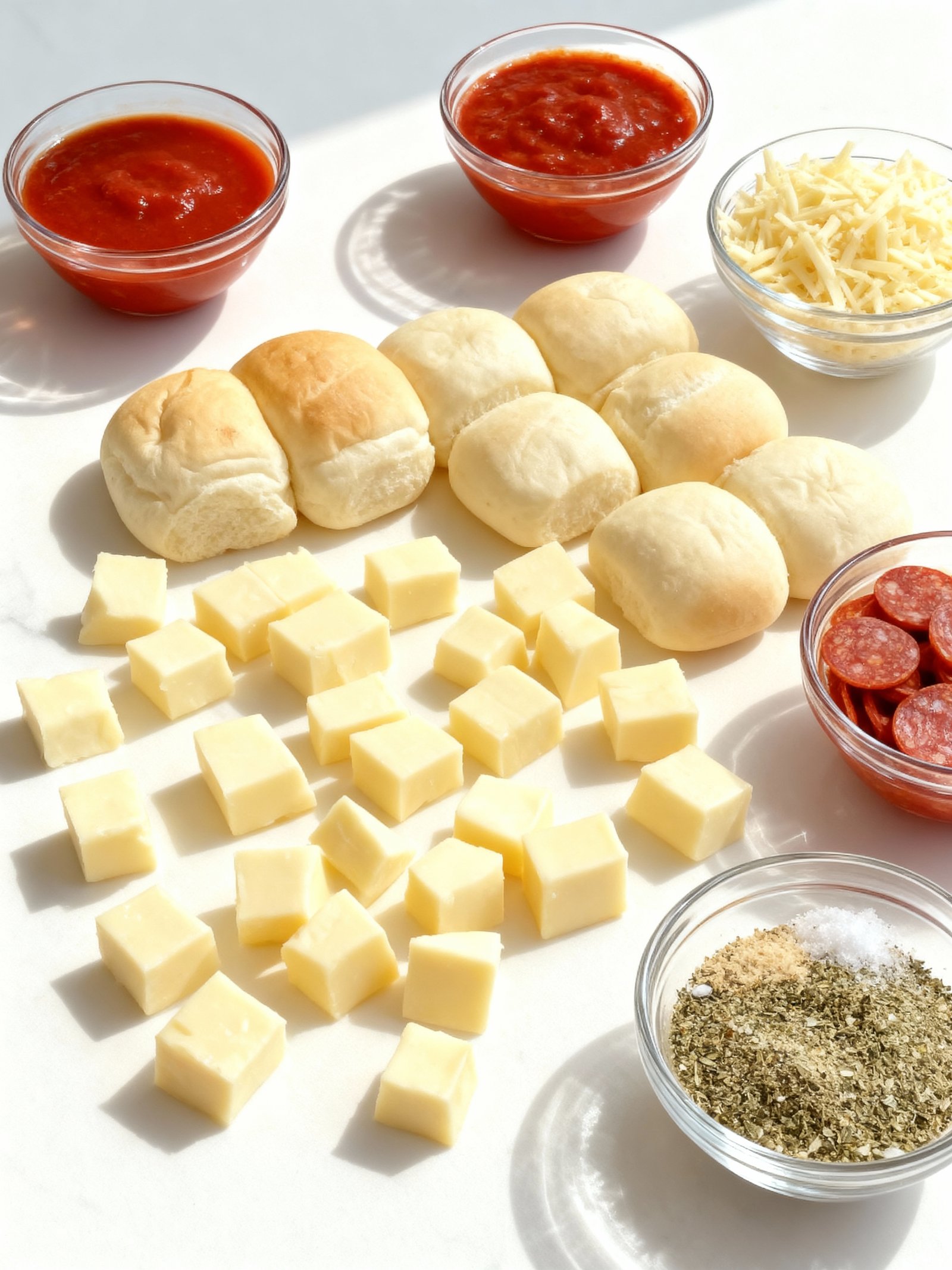 Cheesy Pepperoni Pizza Bombs ingredients
