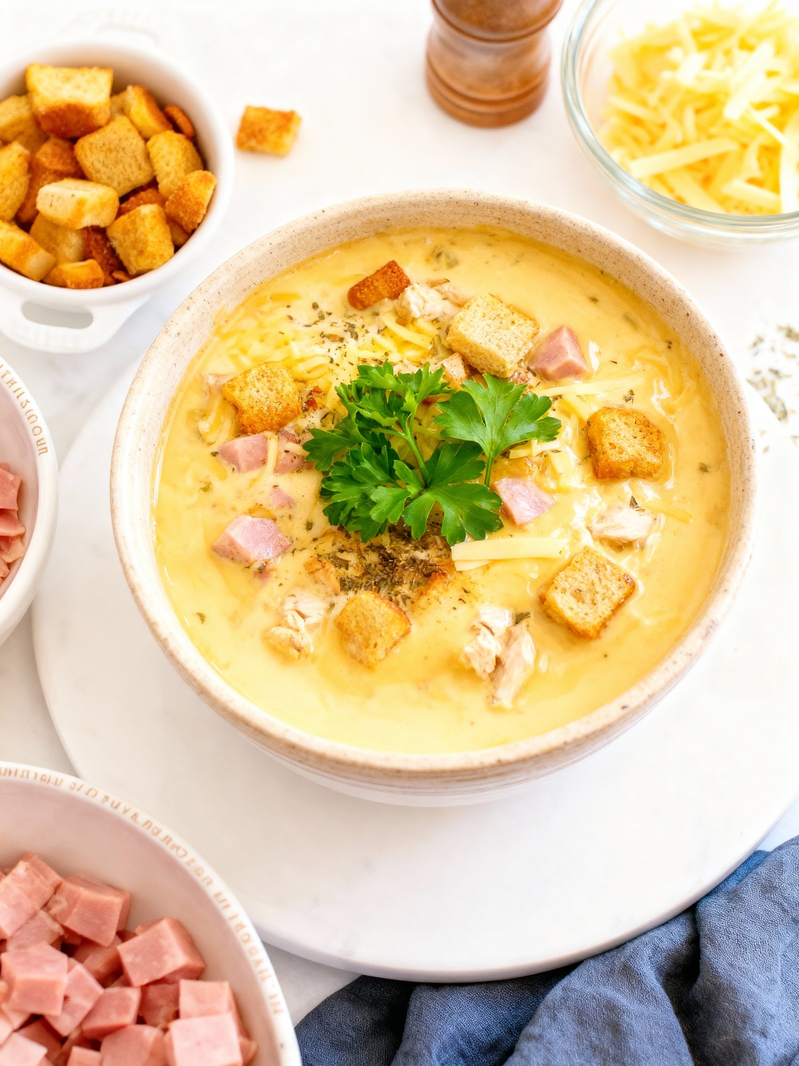 Chicken Cordon Bleu Soup finished