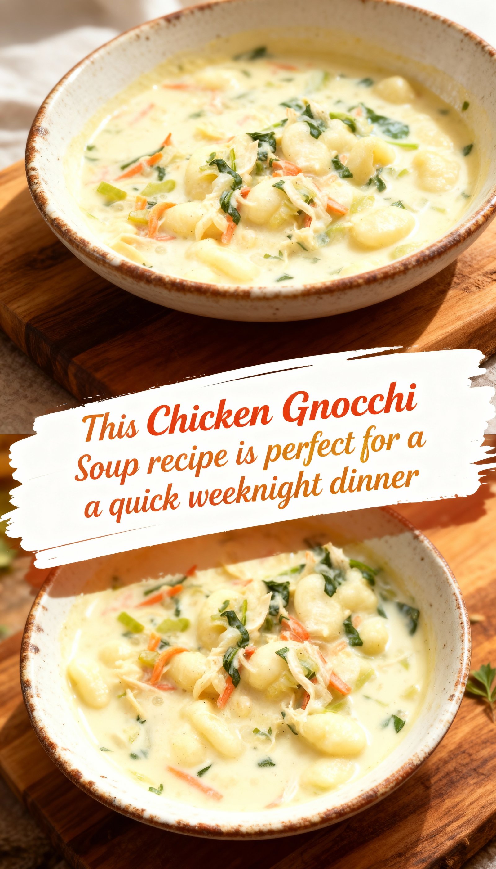 This Chicken Gnocchi Soup recipe is perfect for a quick weeknight dinner finished