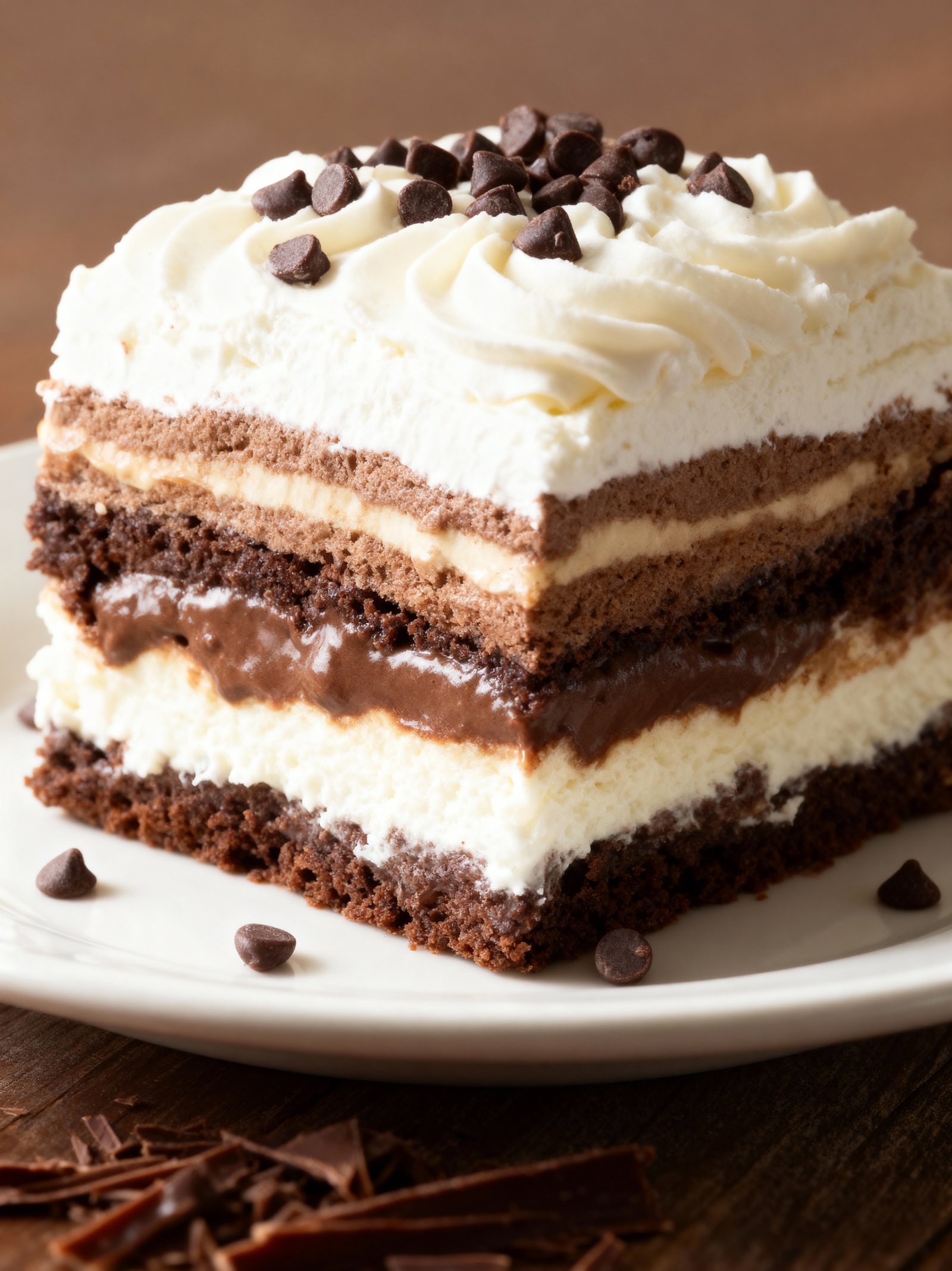 Chilled Brownie Refrigerator Cake finished