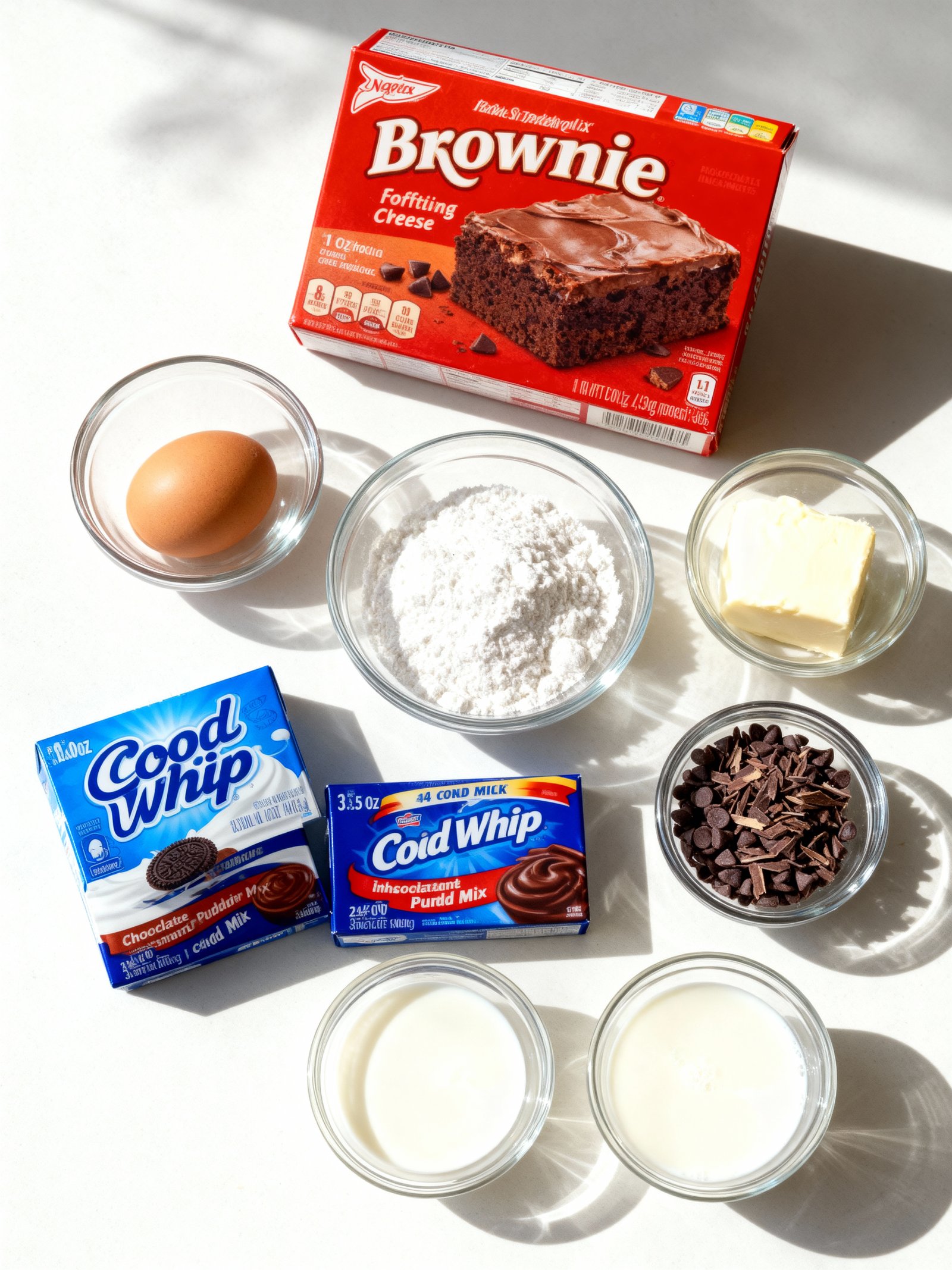Chilled Brownie Refrigerator Cake ingredients