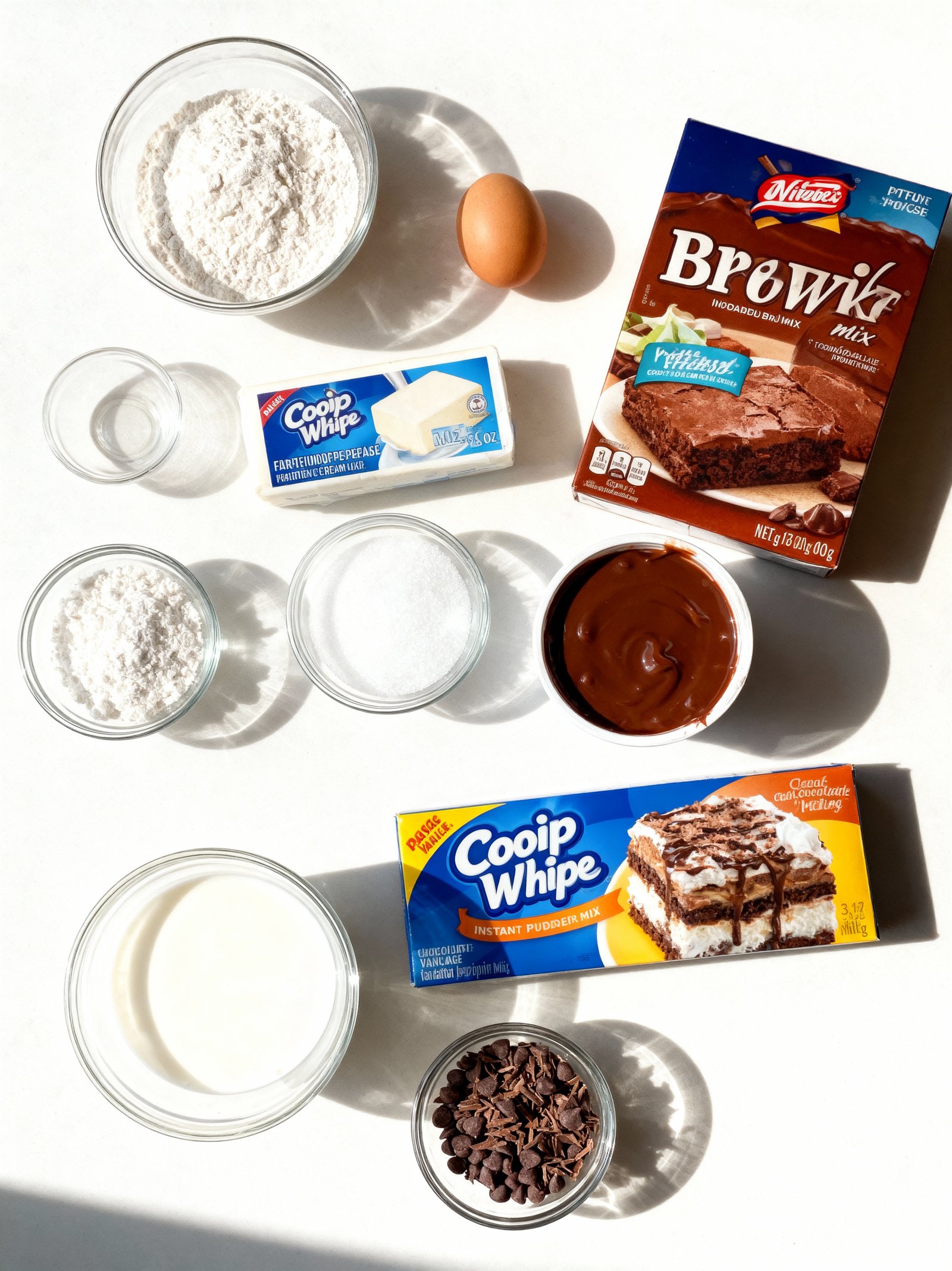 Chilled Brownie Refrigerator Cake ingredients