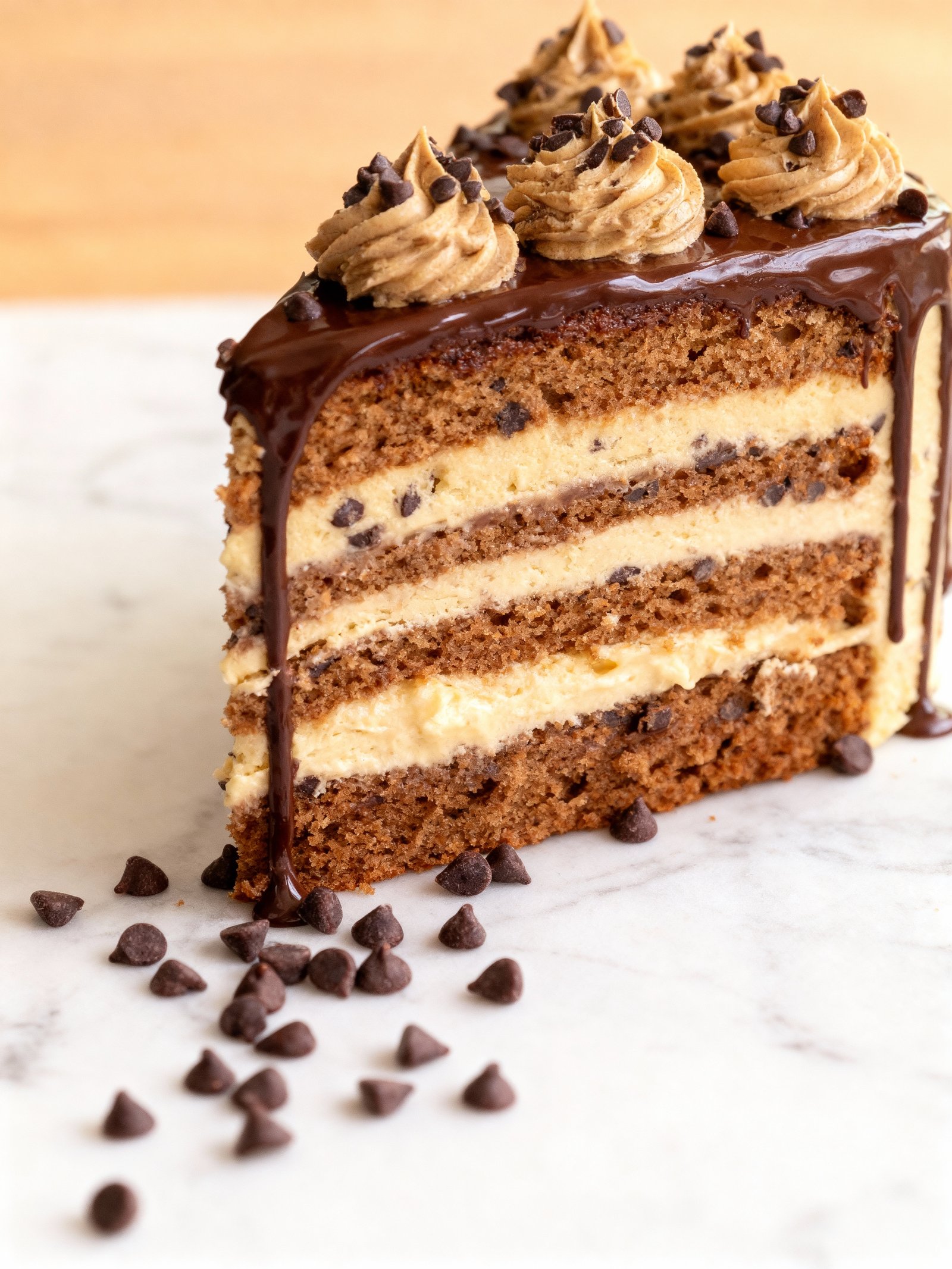 Chocolate Chip Ganache Drip Cake finished