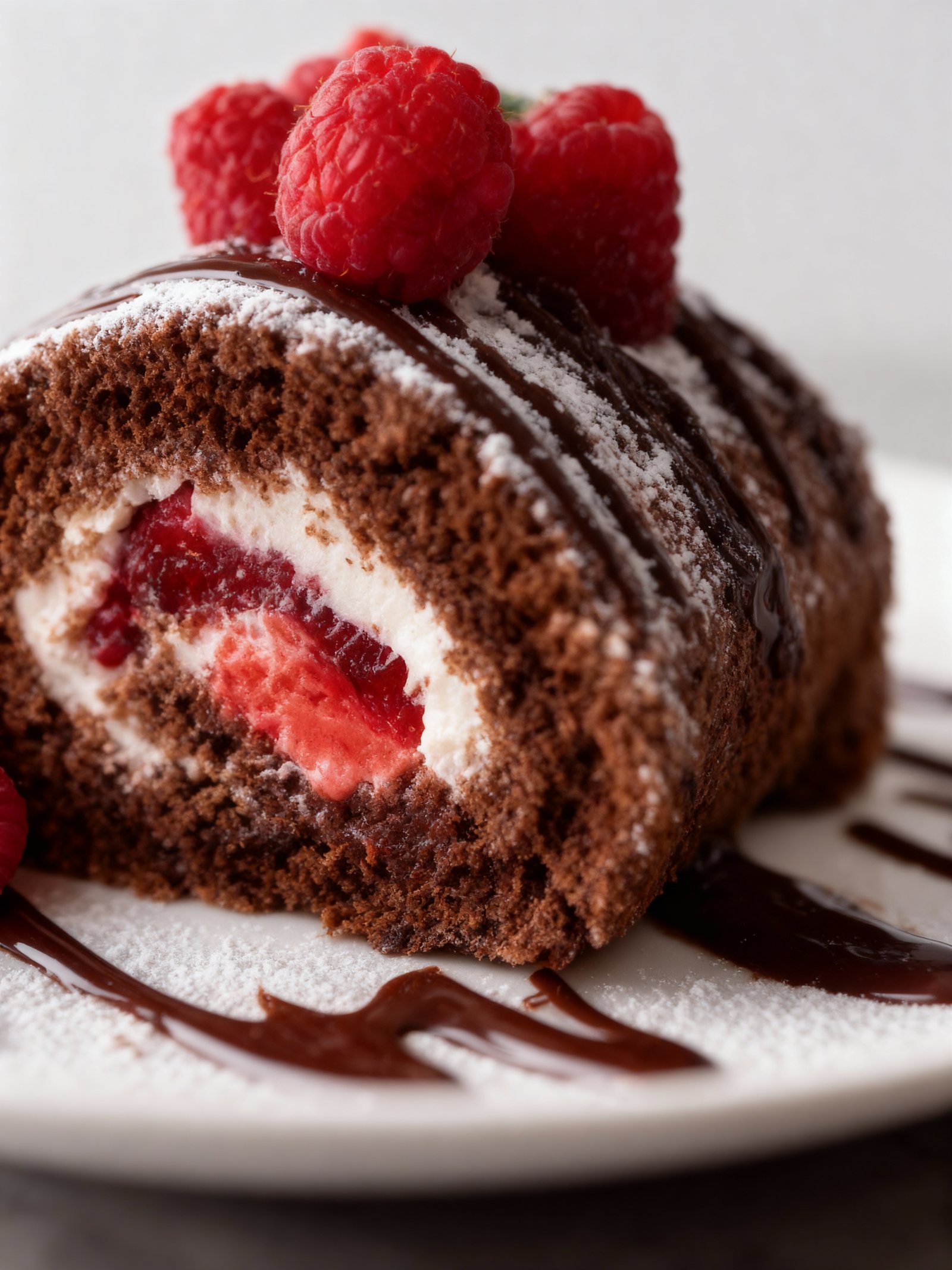 Chocolate Raspberry Swiss Roll finished