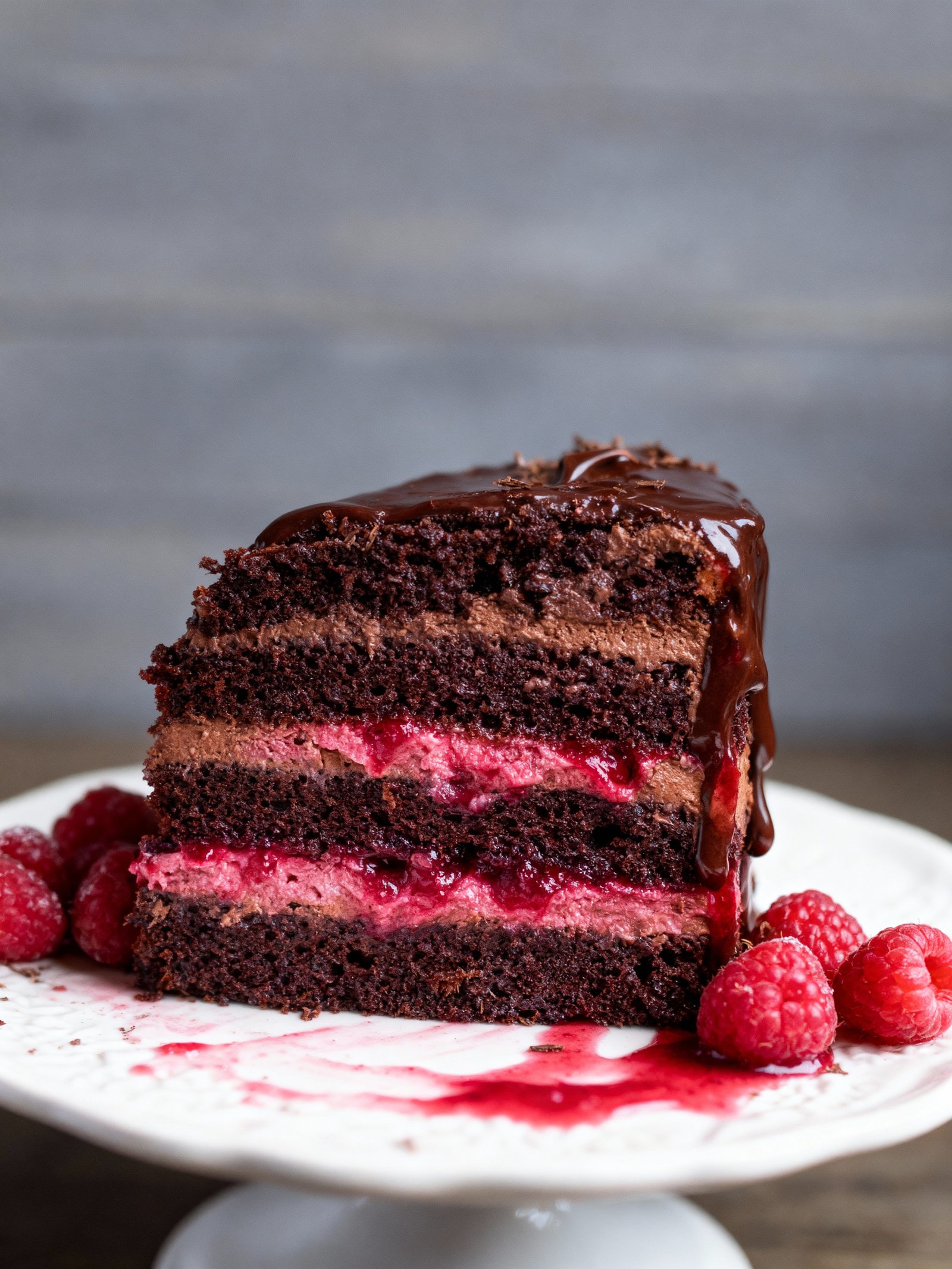 Chocolate Raspberry Truffle Cake finished