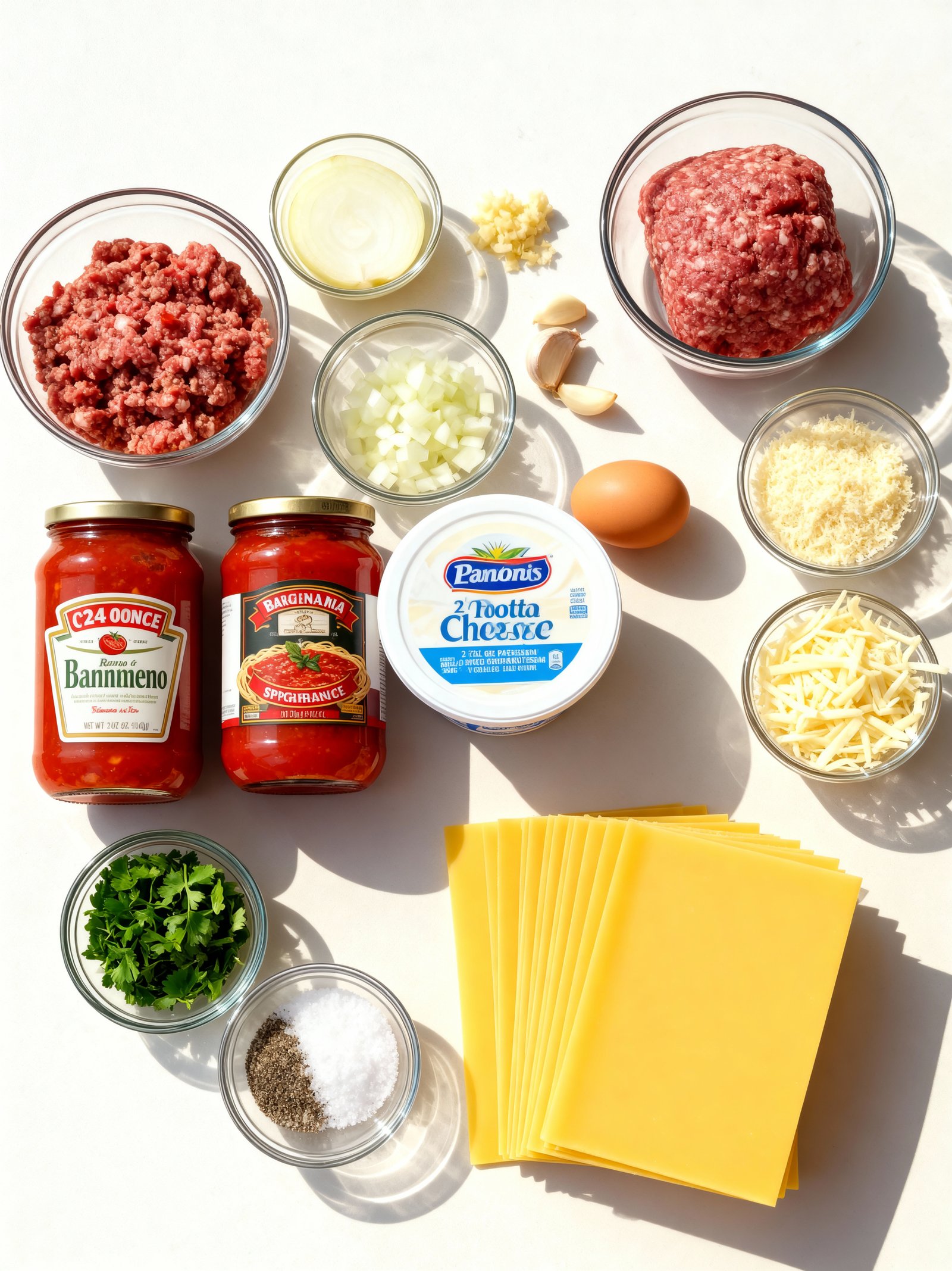 Classic Lasagna ingredients