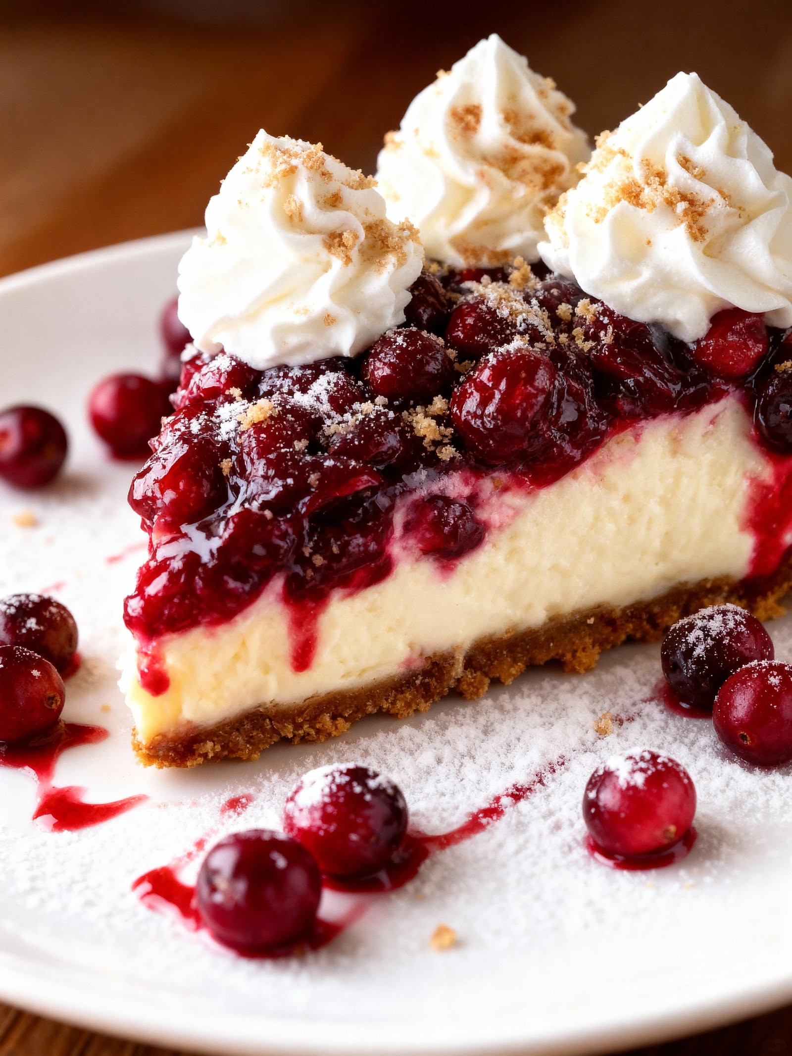 Cranberry Cheesecake Pie finished