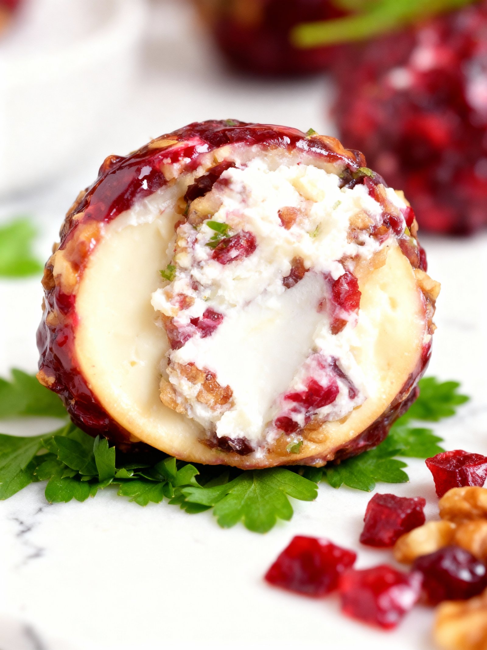 Cranberry Pecan Mini Goat Cheese Balls finished