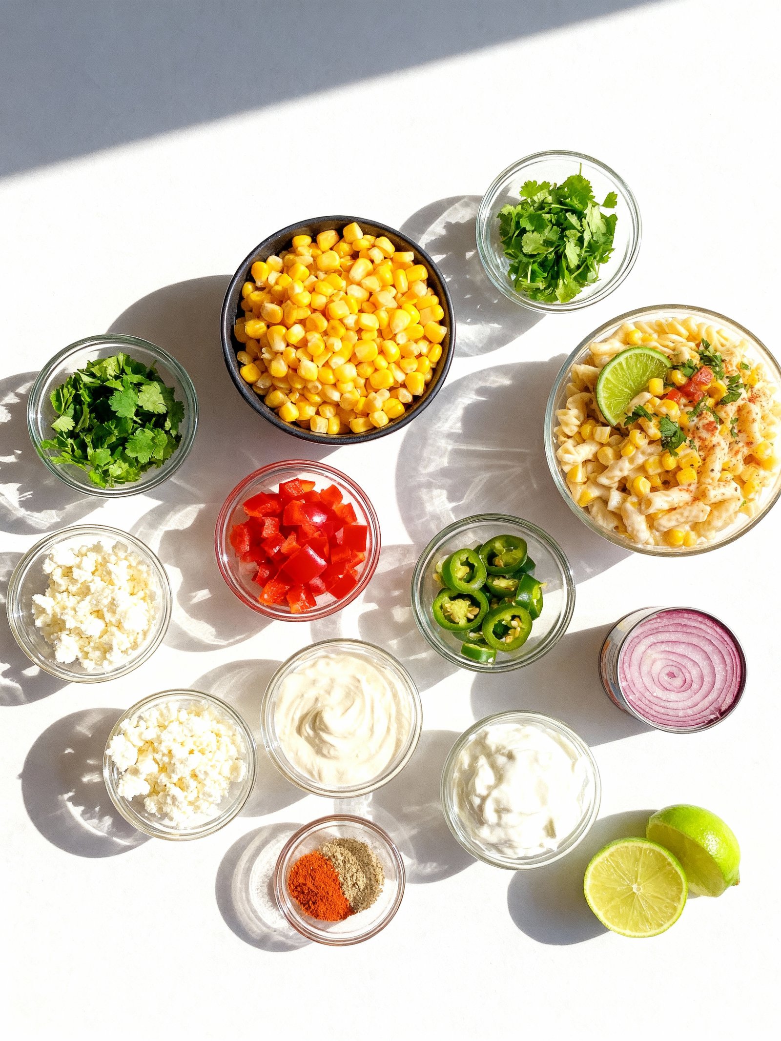 Creamy Mexican Street Corn Pasta ingredients