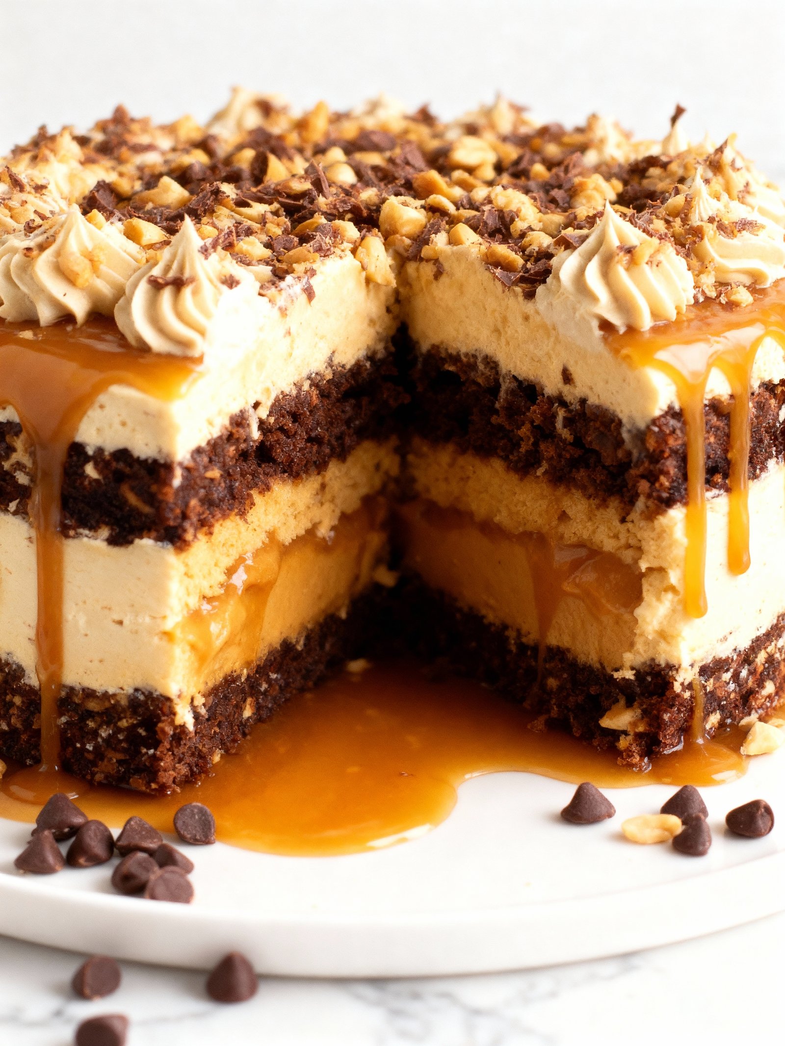 Creamy Peanut Caramel Dessert finished