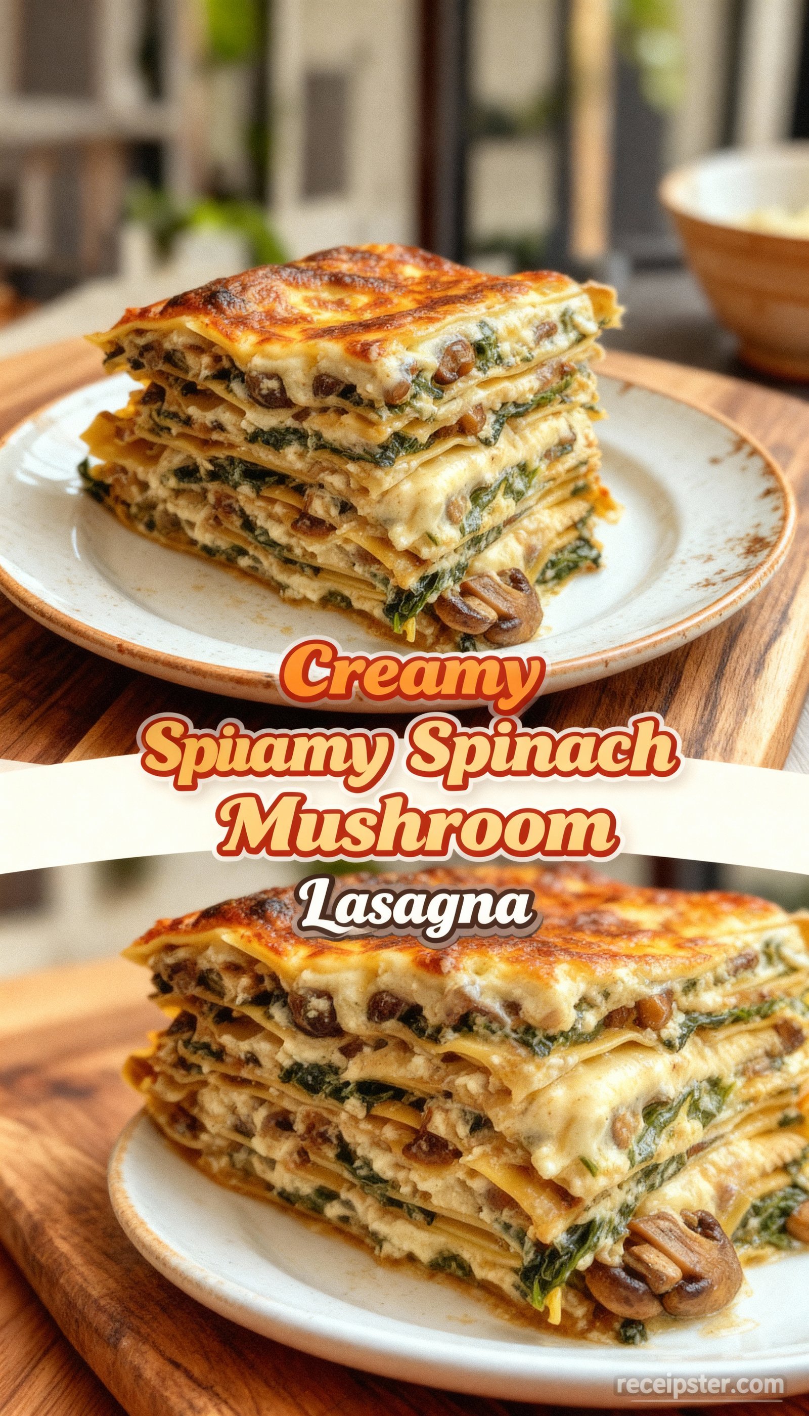 Creamy Spinach Mushroom Lasagna finished