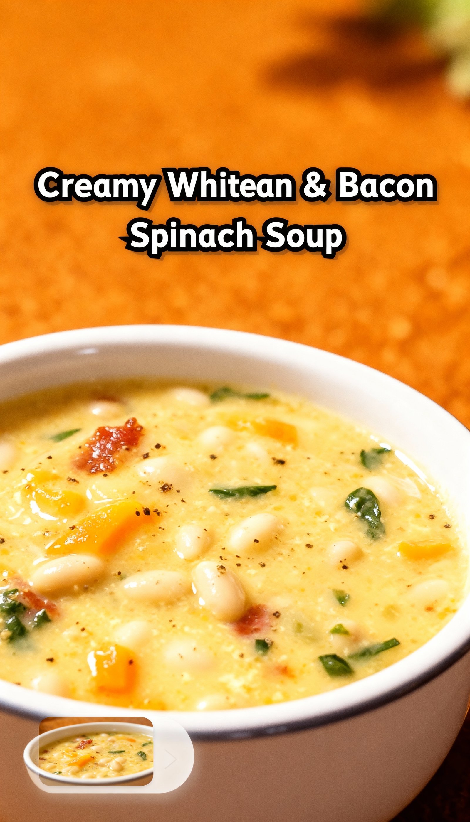 Creamy White Bean & Bacon Spinach Soup finished