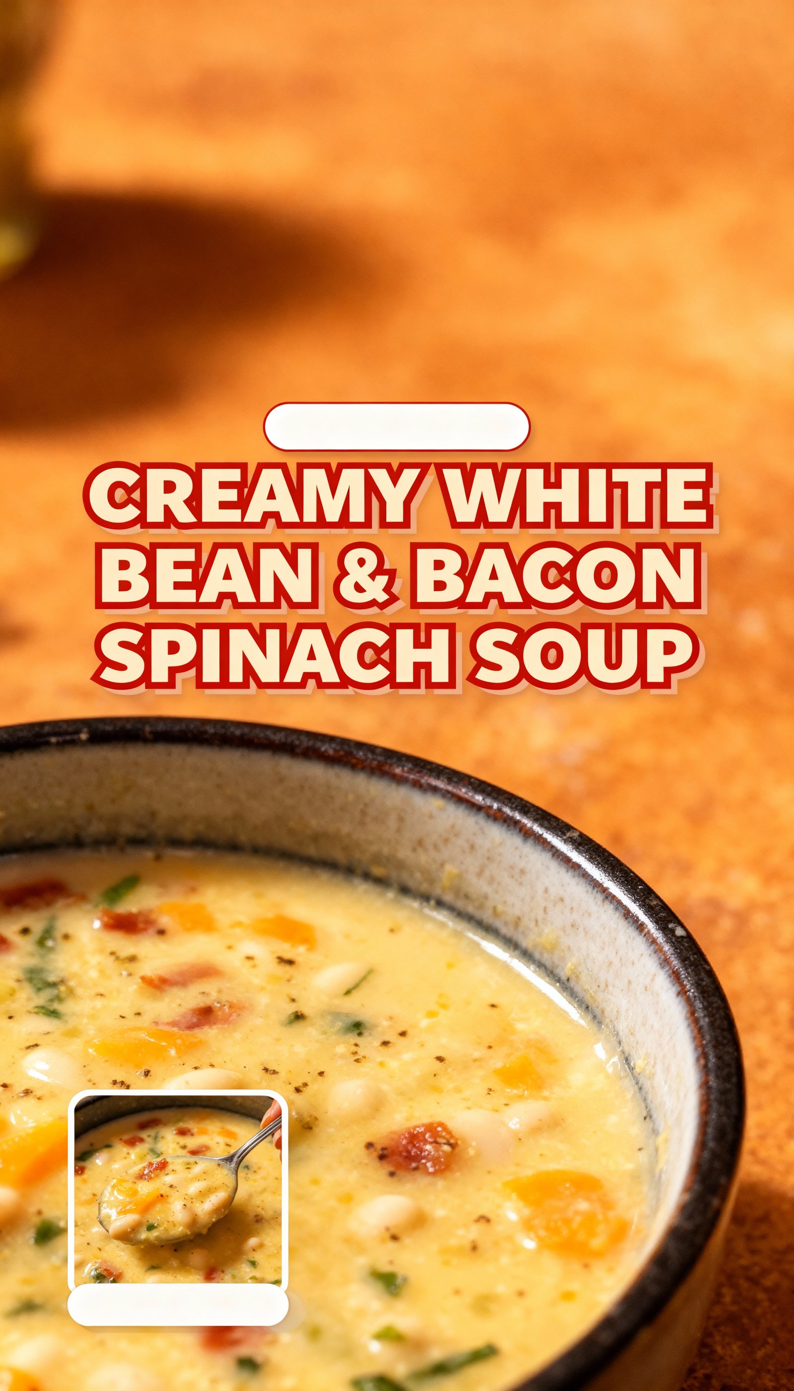 Creamy White Bean & Bacon Spinach Soup finished