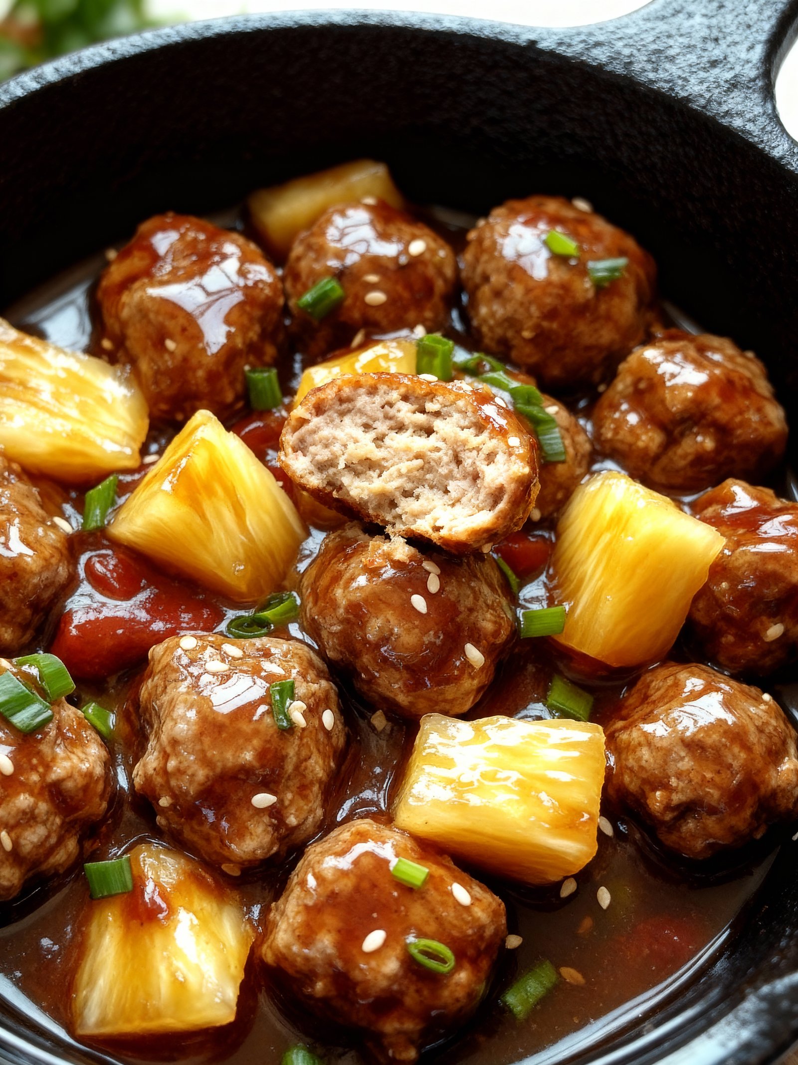 Crockpot Teriyaki Meatballs with Pineapple finished