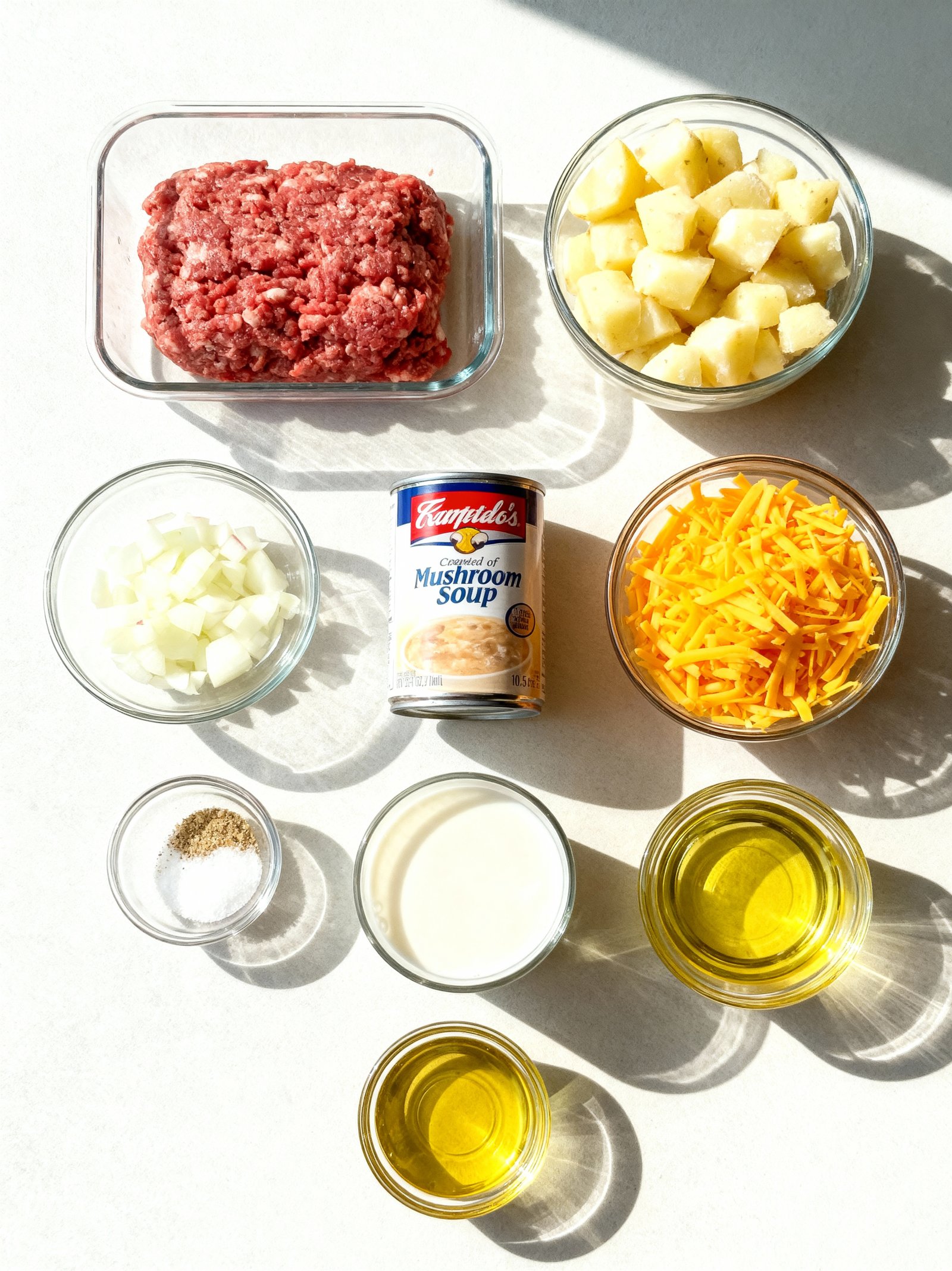 Easy Hamburger Potato Casserole ingredients
