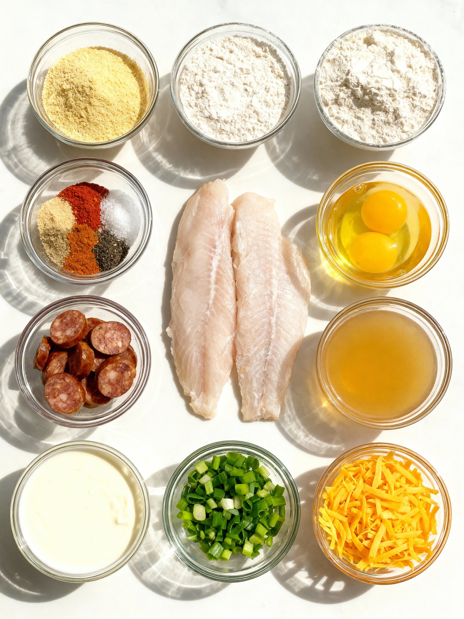 Fried Catfish Sausage Grits ingredients