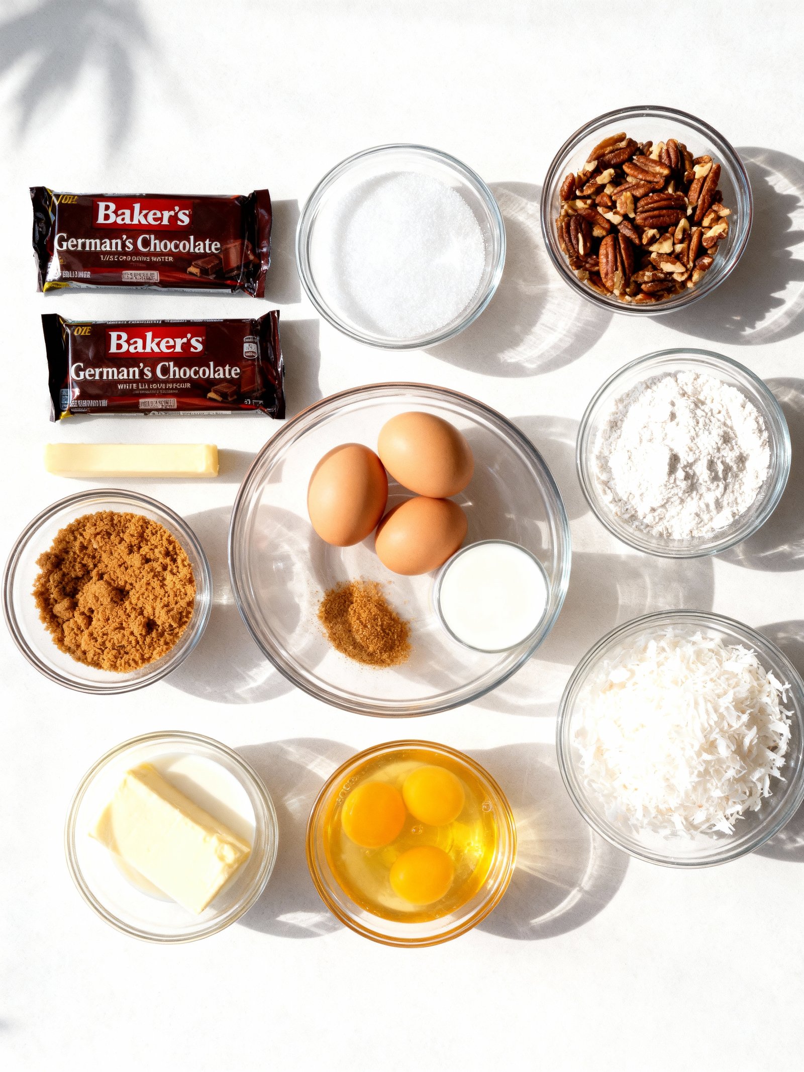German Chocolate Pecan Pound Cake ingredients