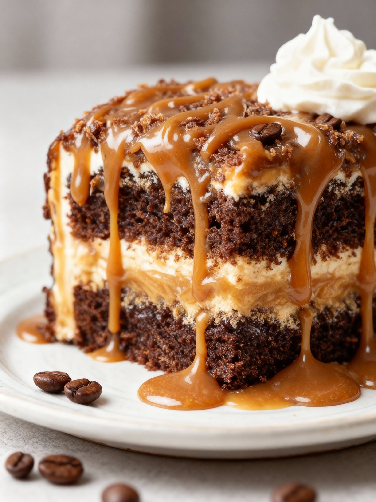 Gooey Coffee Caramel Cake finished