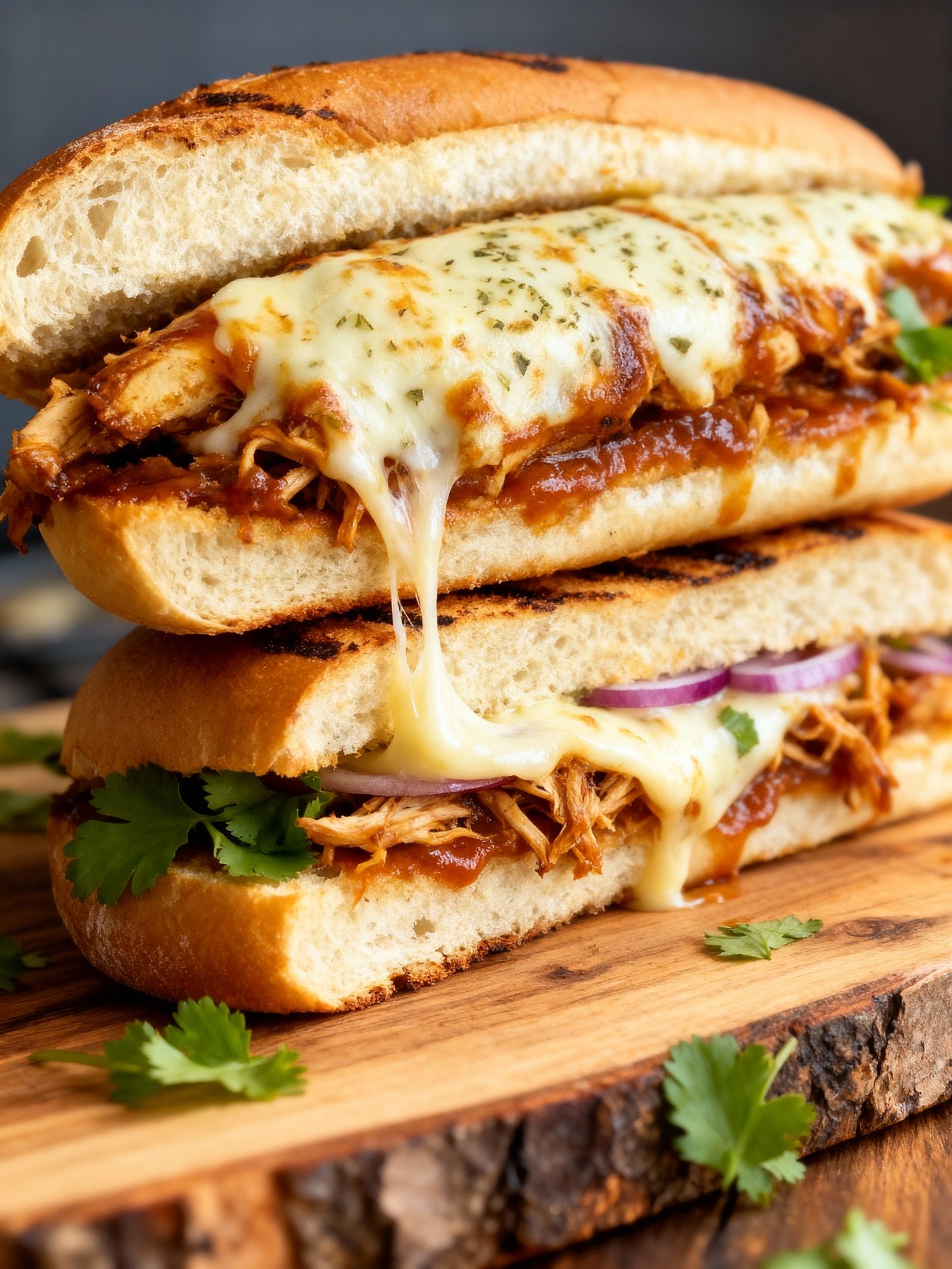 Grilled Mozzarella BBQ Chicken Sandwiches finished