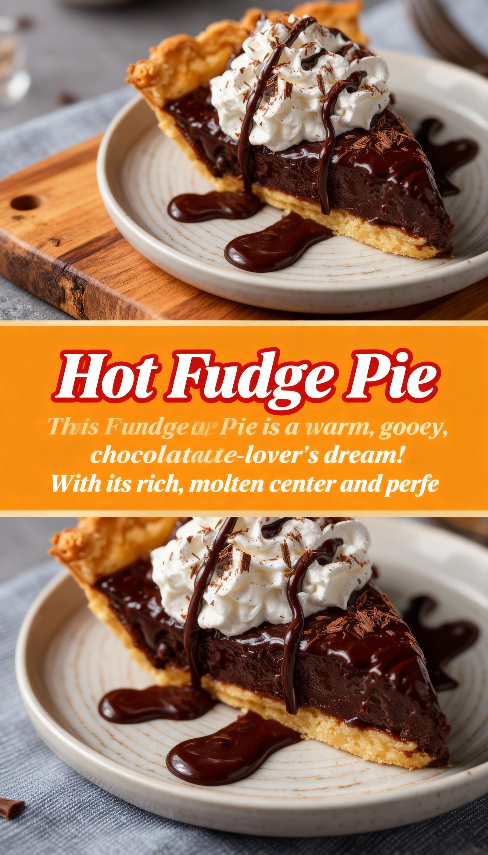 Hot Fudge Pie This Hot Fudge Pie is a warm, gooey, chocolate-lover's dream! With its rich, molten center and perfe finished