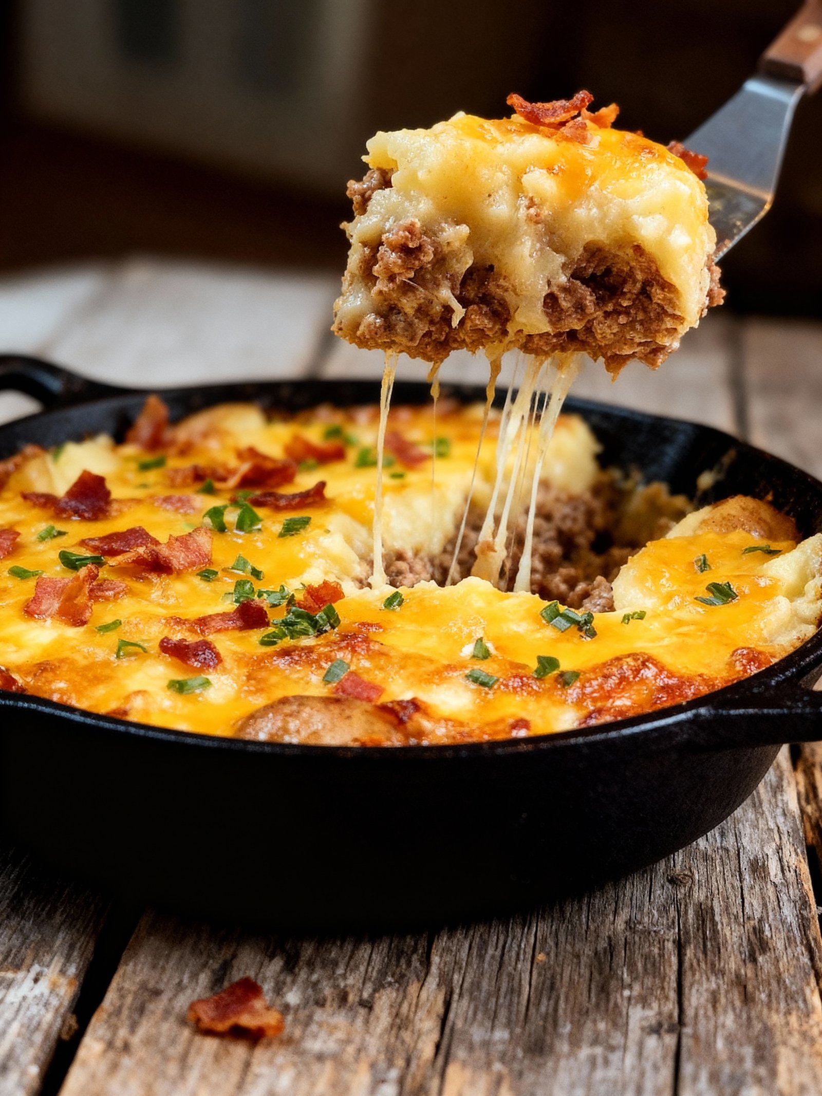 Loaded Potato Meatloaf Casserole finished