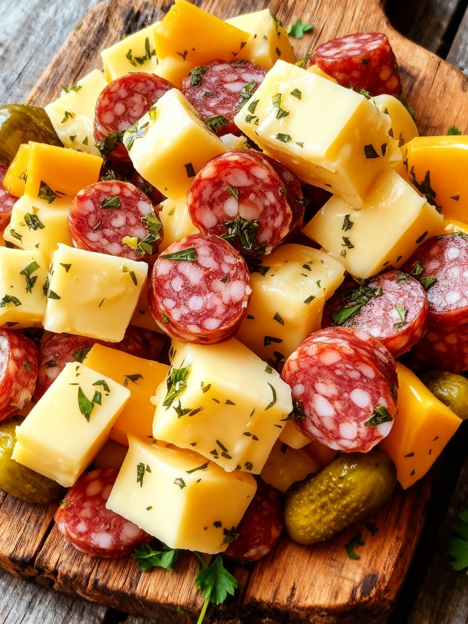 Marinated Cheese with Salami finished