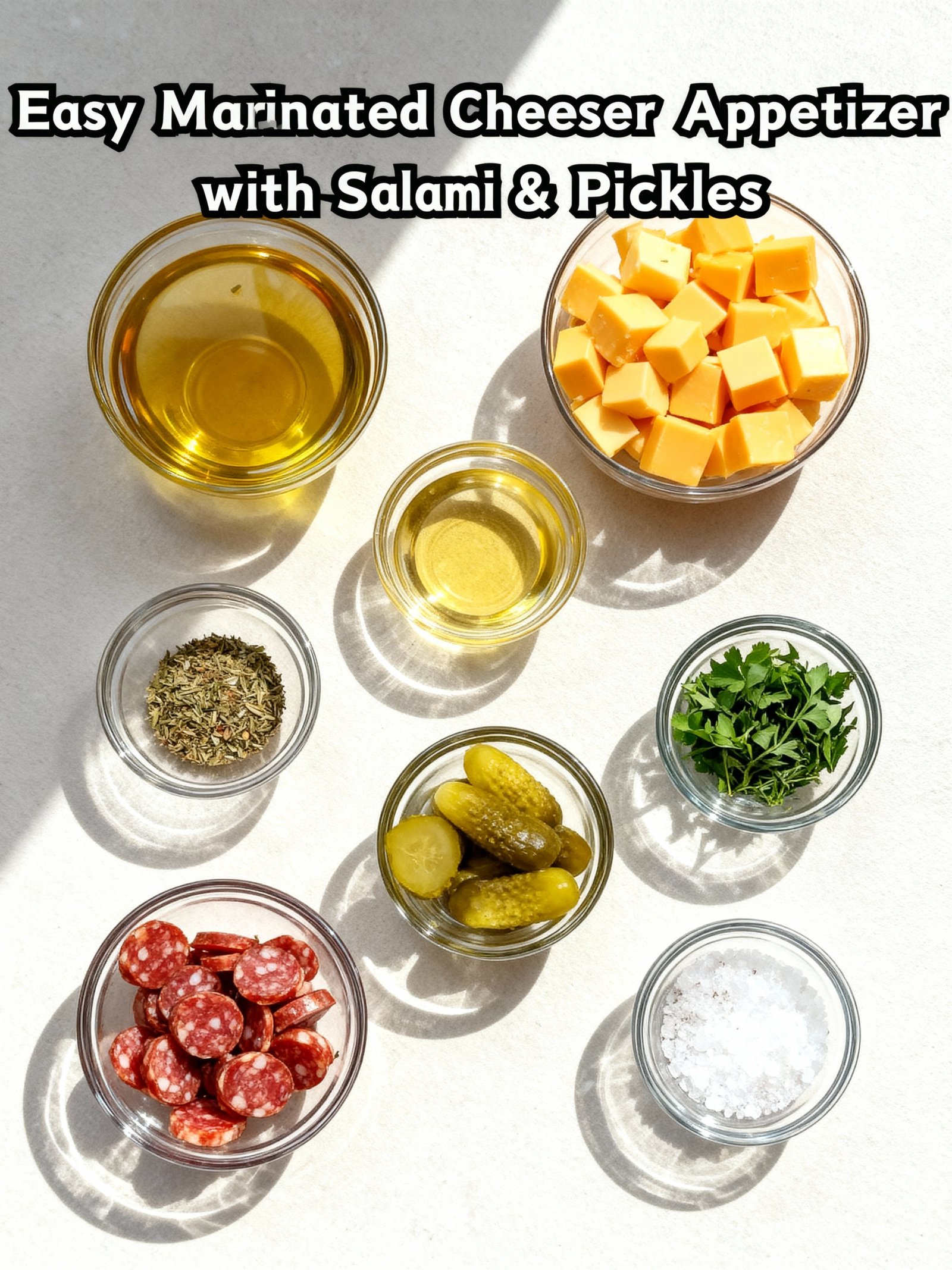 Marinated Cheese with Salami ingredients