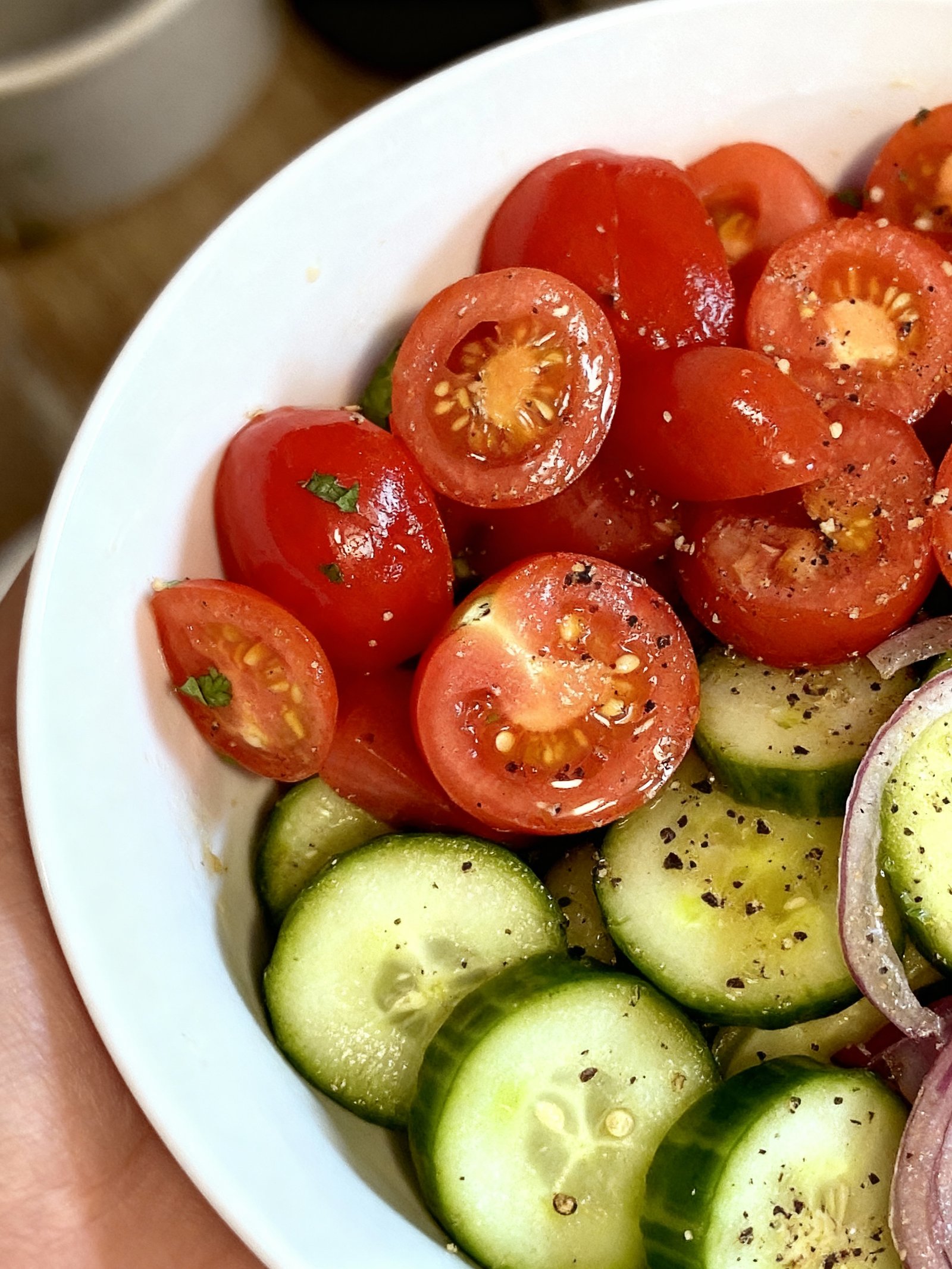 Marinated Cucumbers Onions Tomatoes finished